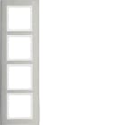 HAGER BOCCHIOTTI - Cornice quadrupla vert. Serie B.7 acciaio inox/bianco pol. opac, metallo spazz.