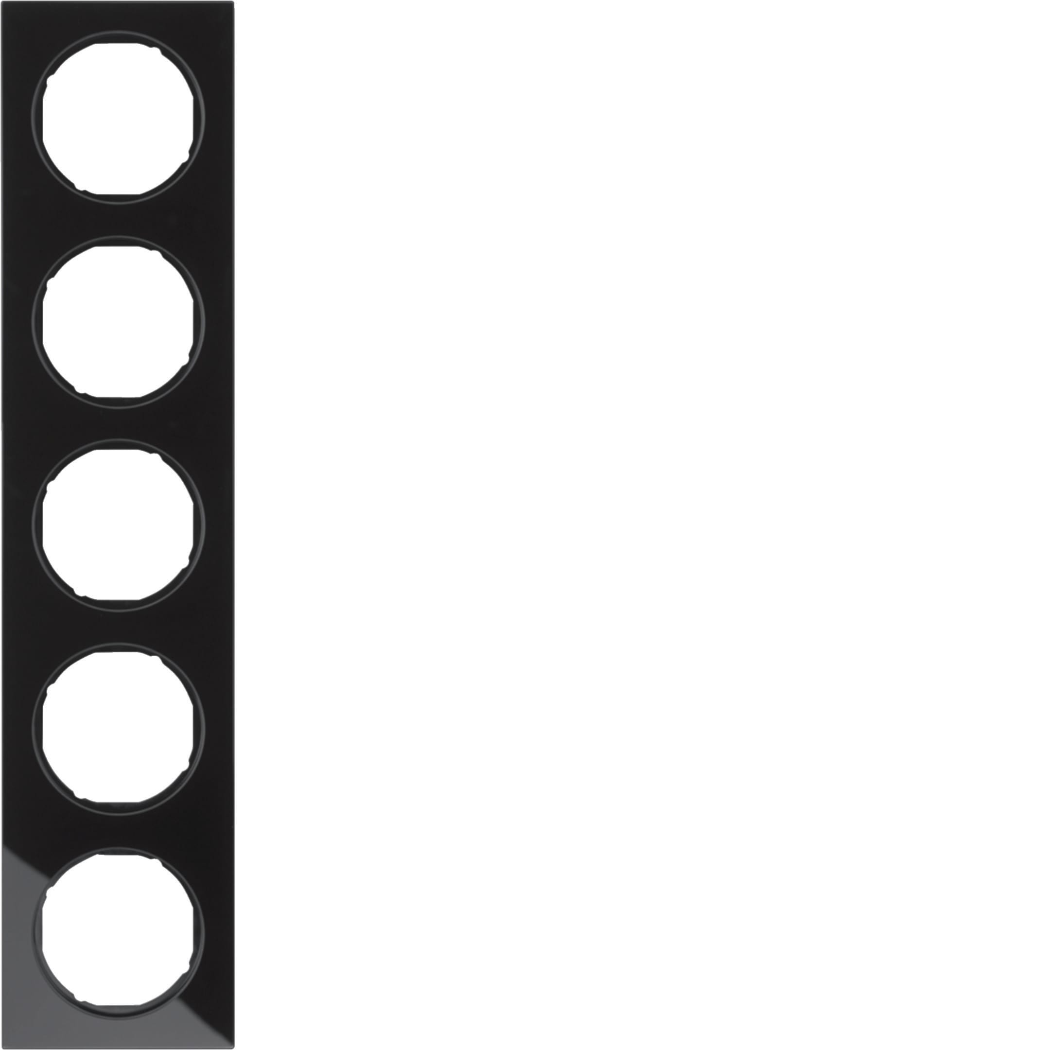 HAGER BOCCHIOTTI - Cornice quintupla Berker R.3 vetro nero