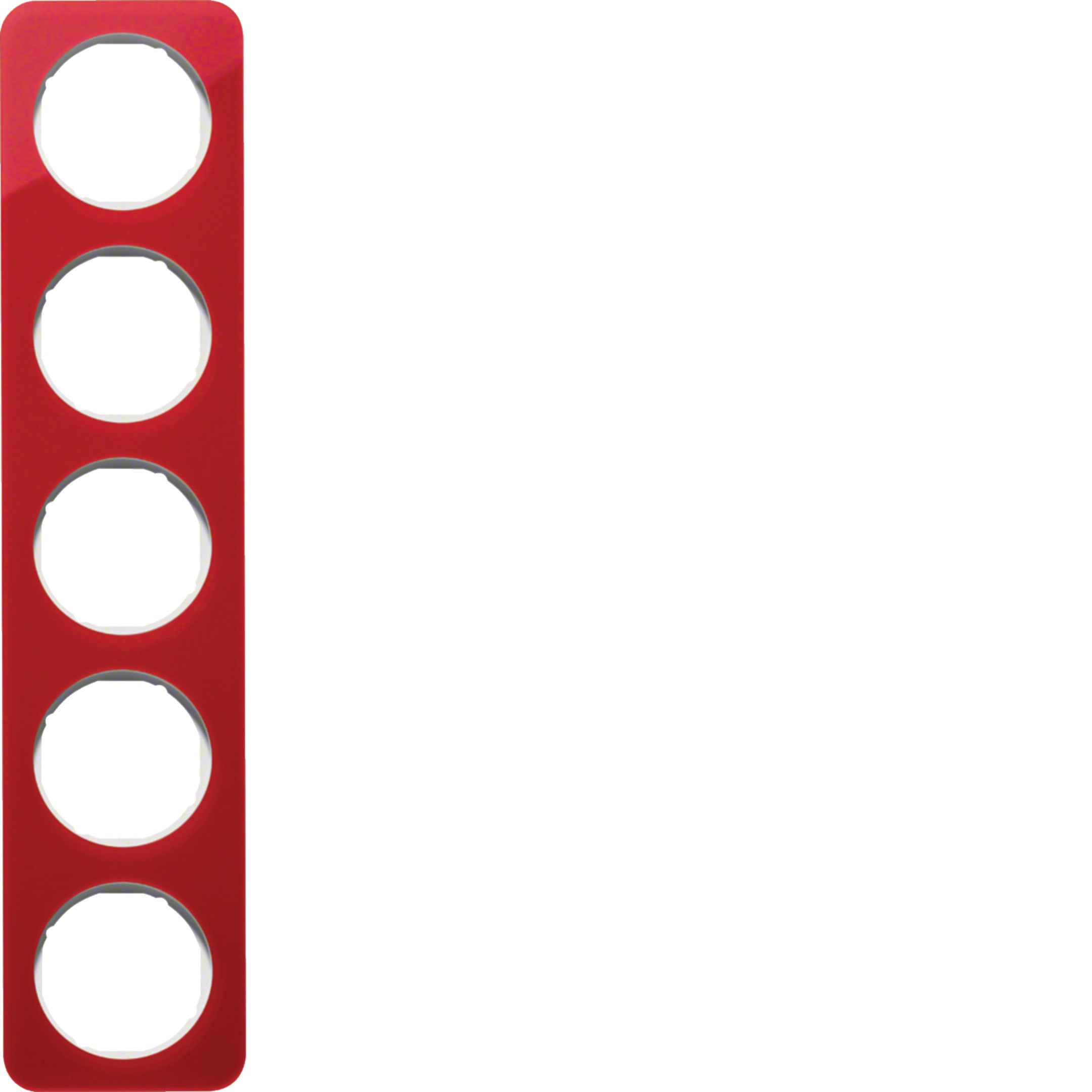 HAGER BOCCHIOTTI - Cornice quintupla Berker R.1 rosso trasparente/bianco polare lucido, acrilico