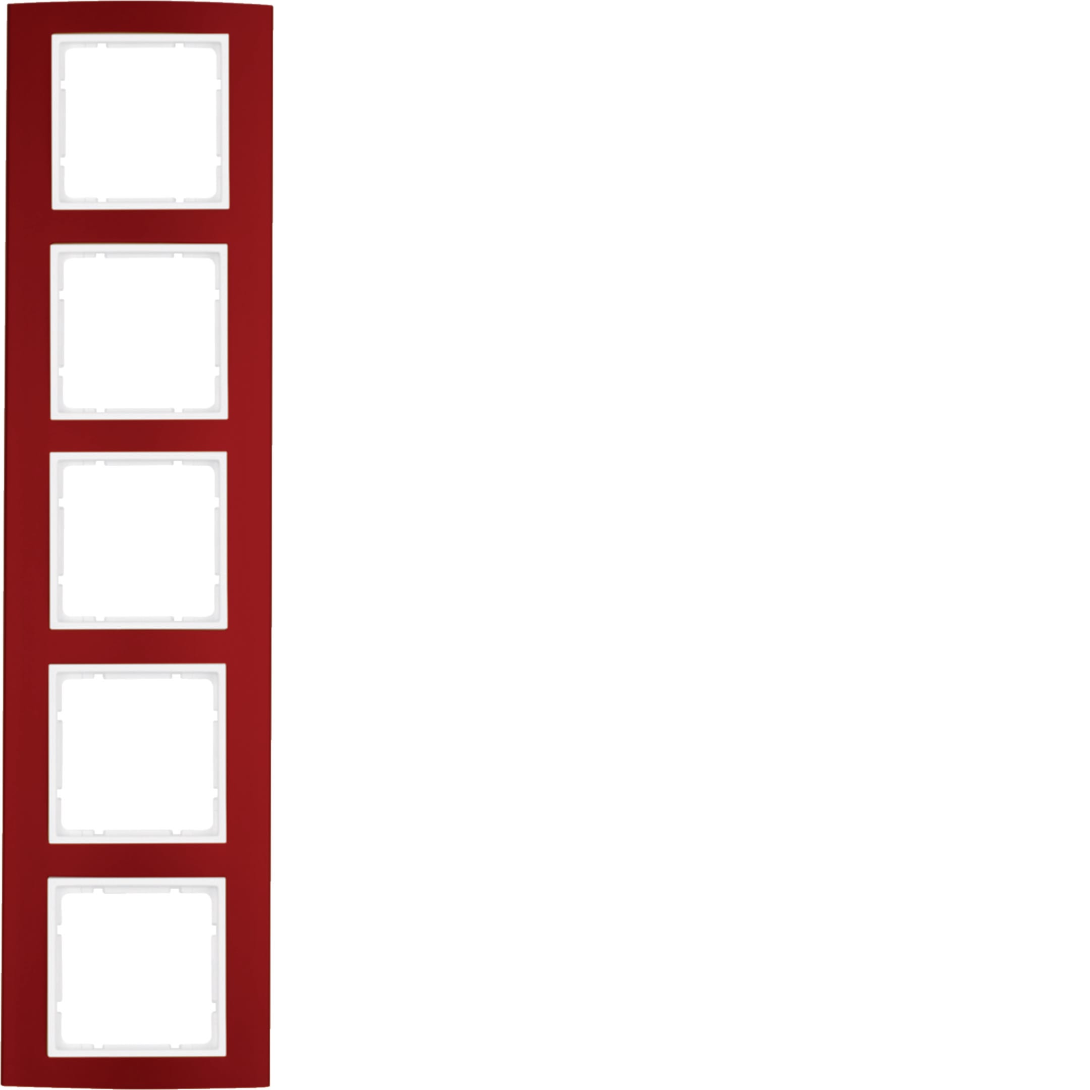 HAGER BOCCHIOTTI - Cornice quintupla Berker B.3 alu rosso/bianco polare opaco, alluminio anodizzato