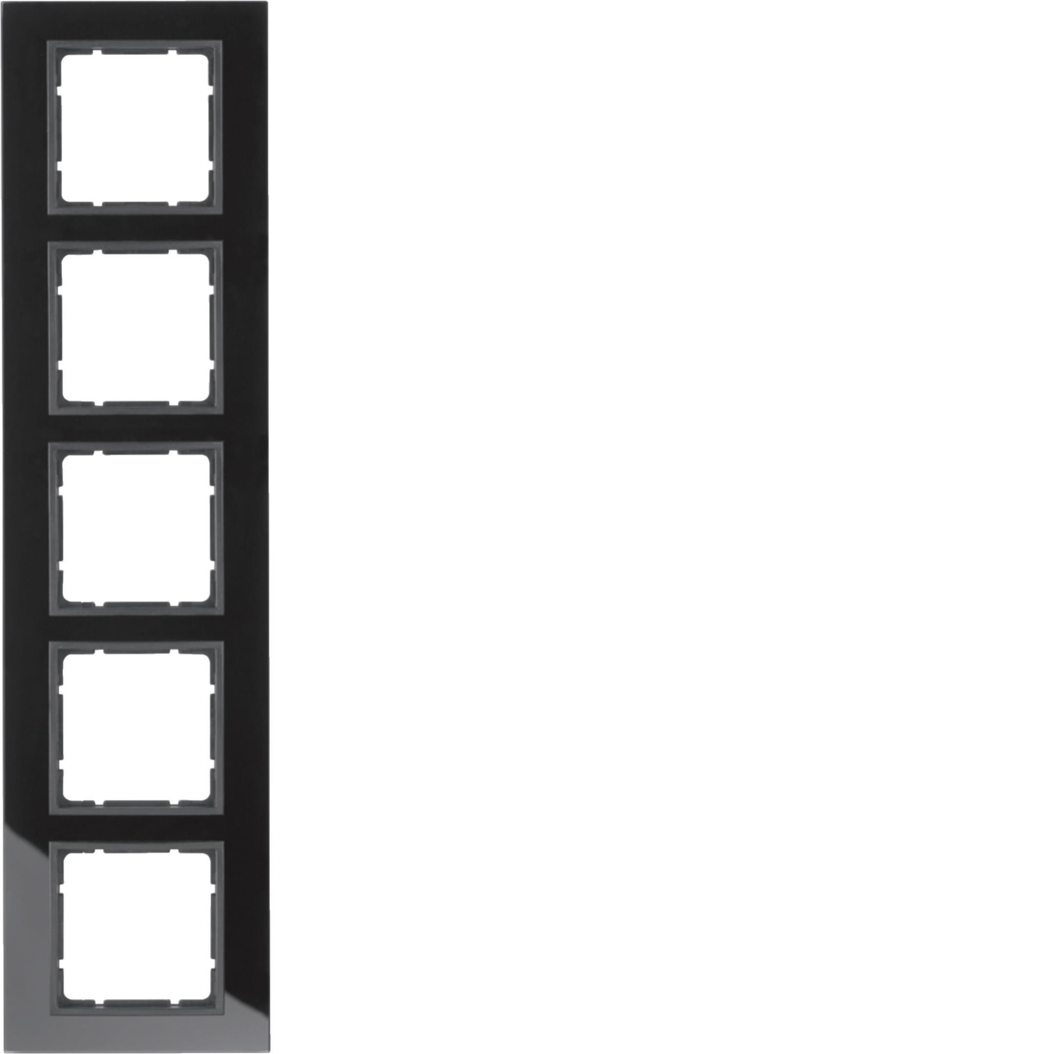 HAGER BOCCHIOTTI - Cornice in vetro quintupla Berker B.7 vetro nero/antracite opaco