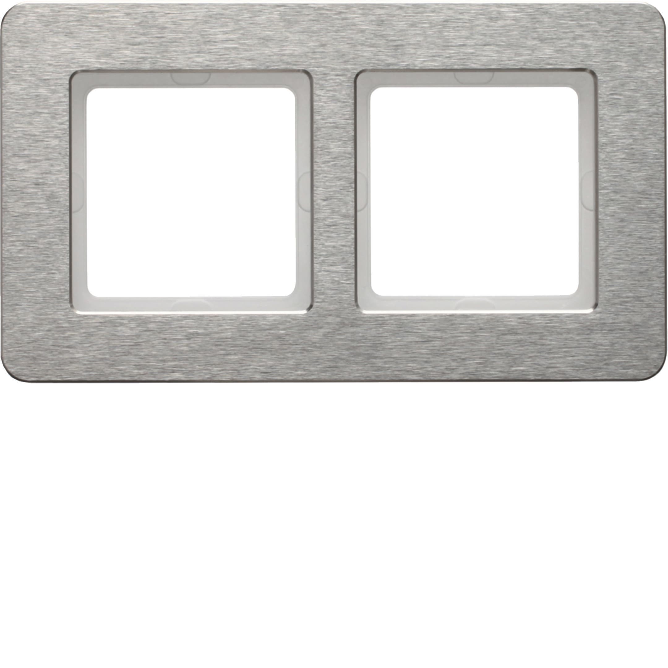 HAGER BOCCHIOTTI - Cornice doppia orizz. Serie Q.7 acciao inossidabile, metallo spazzolato