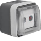 HAGER BOCCHIOTTI - Presa TV doppia passante + coperch a parete Serie W.1 grigio/grigio chiaro opac