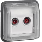 HAGER BOCCHIOTTI - Inserto presa TV doppia + coperch par./inc. passante Serie W.1 grigio opac