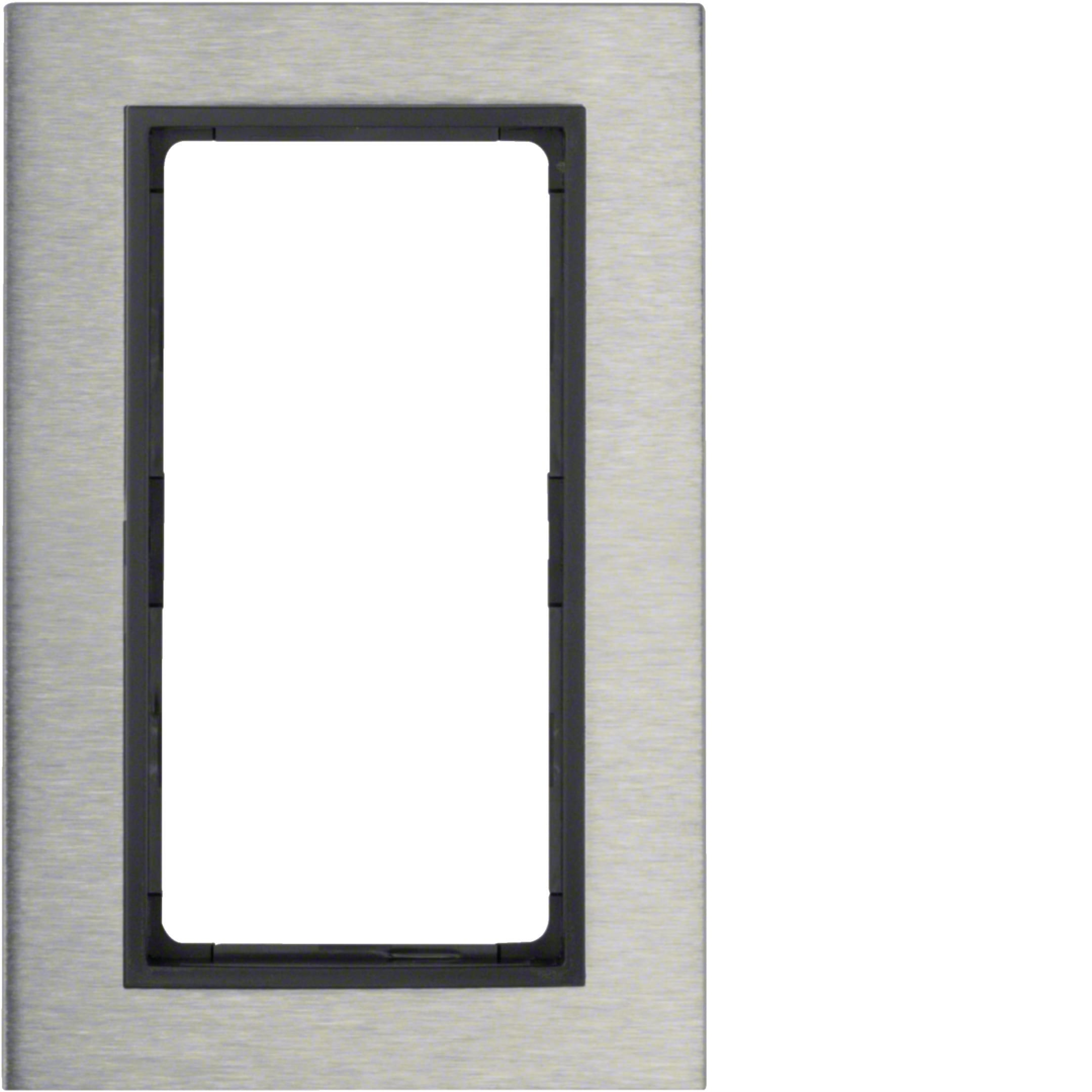 HAGER BOCCHIOTTI - Cornice con finestra grande B.7 acciaio inox/antracite opaco, metallo spazzolato