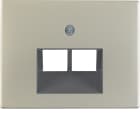 HAGER BOCCHIOTTI - Pezzo centrale per presa RJ universale doppio K.5 acciaio inox, metallo opaco