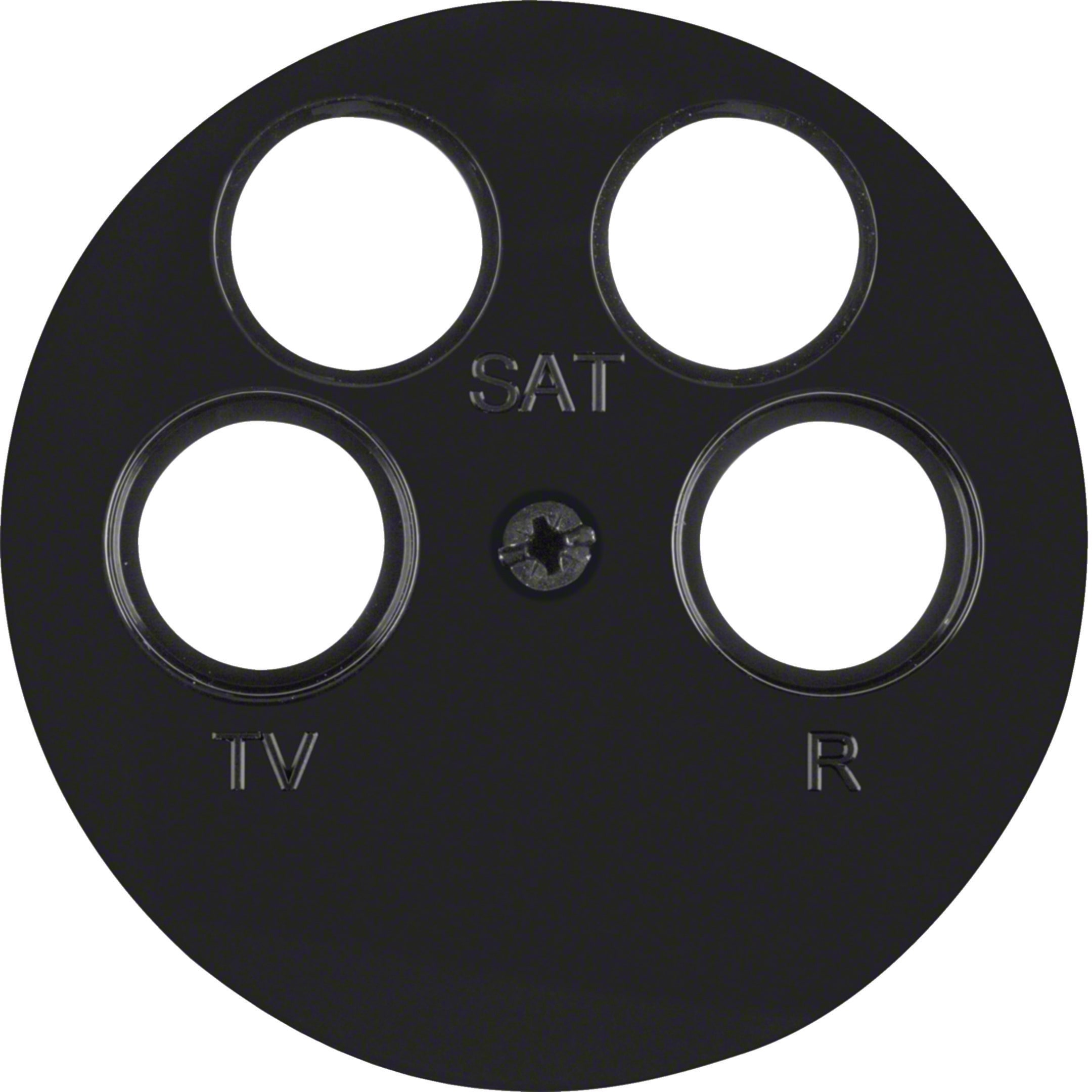 HAGER BOCCHIOTTI - Pezzo centrale x presa TV quadrupla ANKARO Berker R.1/R.3/R.classic nero lucido