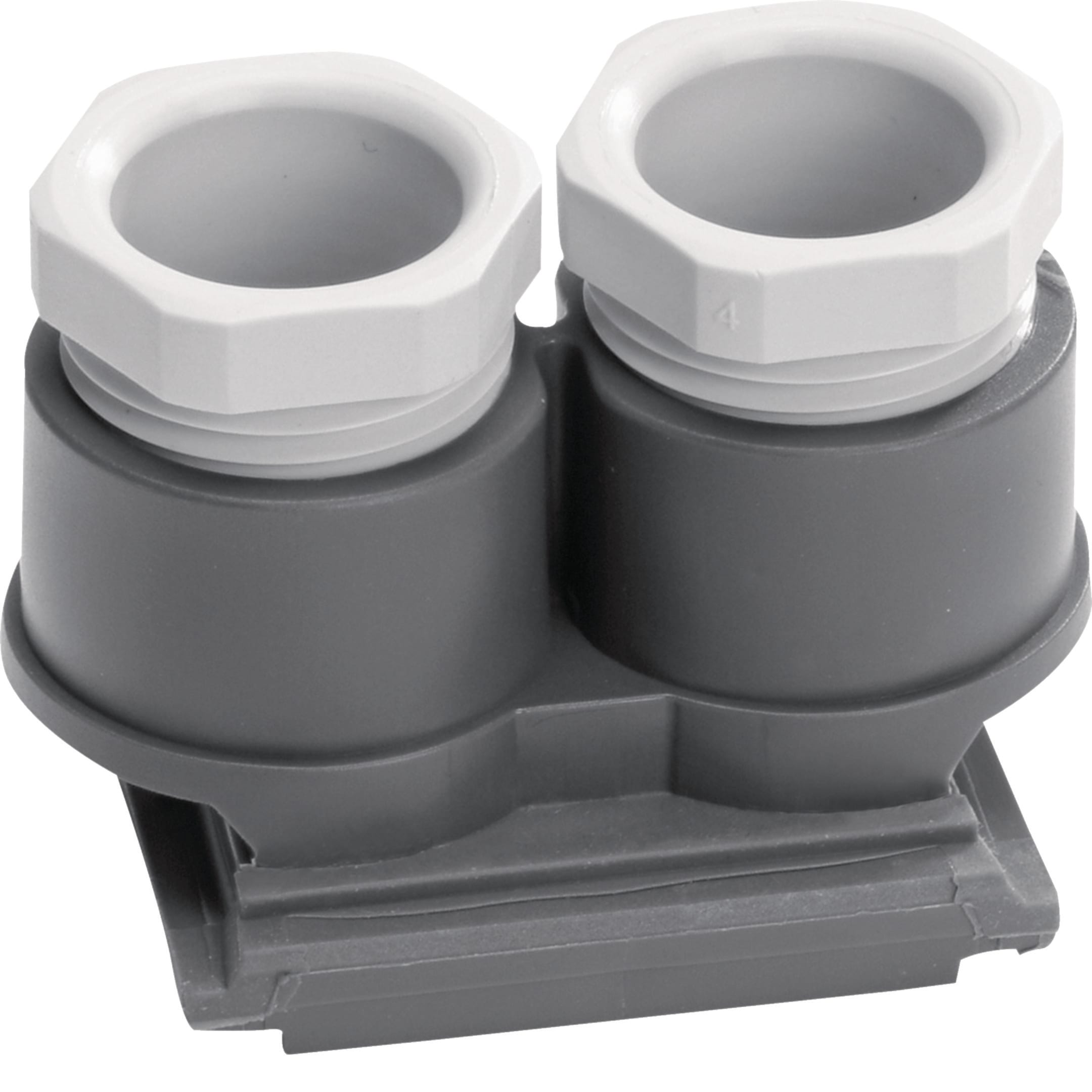 HAGER BOCCHIOTTI - Invito tubo doppio M20 x 1,5, avvitabile Berker W.1 grigio opaco