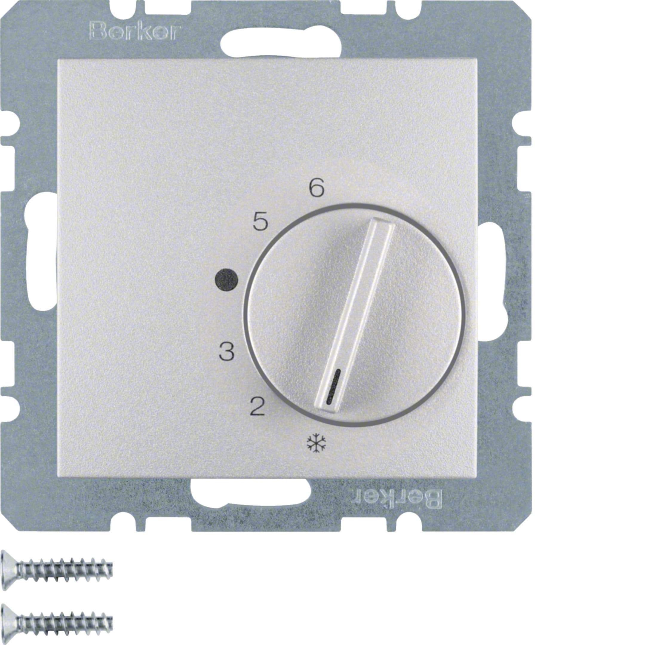 HAGER BOCCHIOTTI - Termostato, contatto di commutazione, + pezzo c.le Serie B.7 alu opac, vern.