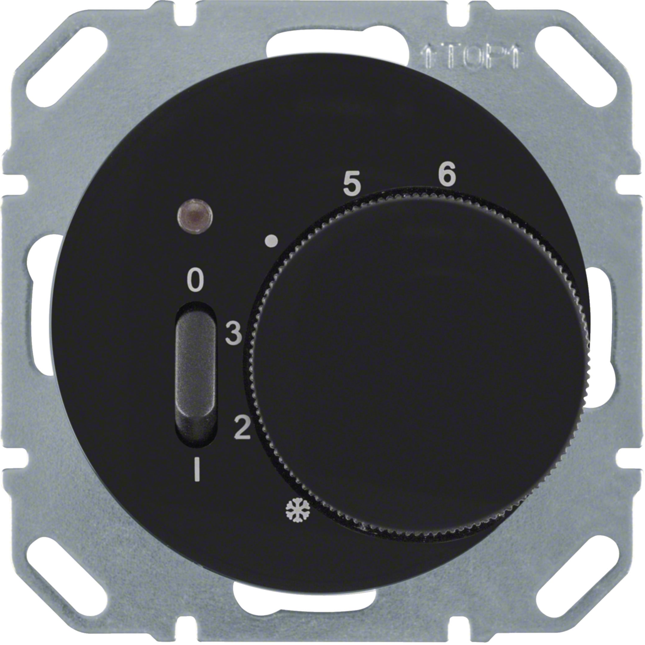 HAGER BOCCHIOTTI - Termostato, cont. NC, + pezzo c.le Serie R.1/R.3 nero lucido
