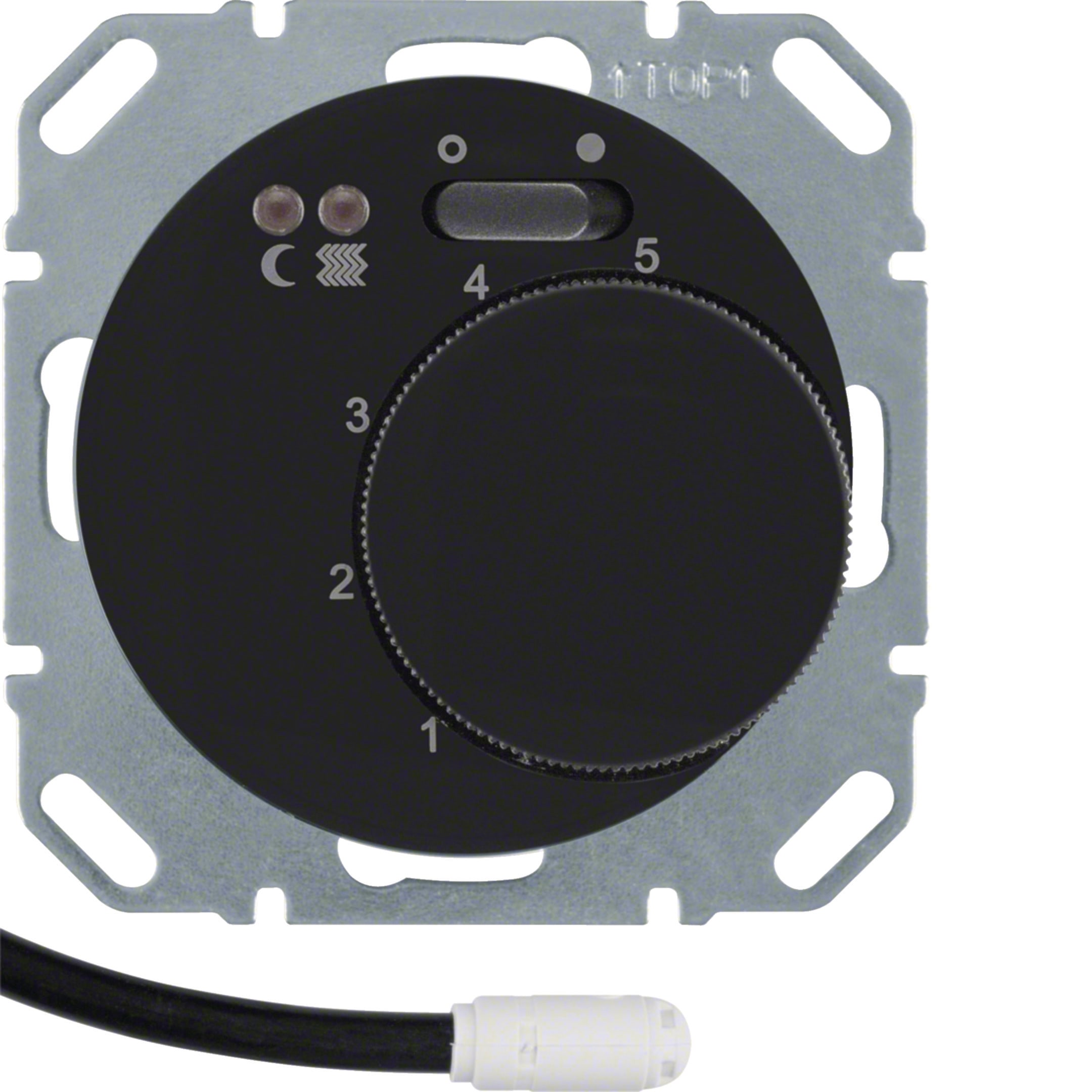 HAGER BOCCHIOTTI - Termostato cont. NA + pezzo c.le x risc. a pavim. Serie R.1/R.3 nero luc.