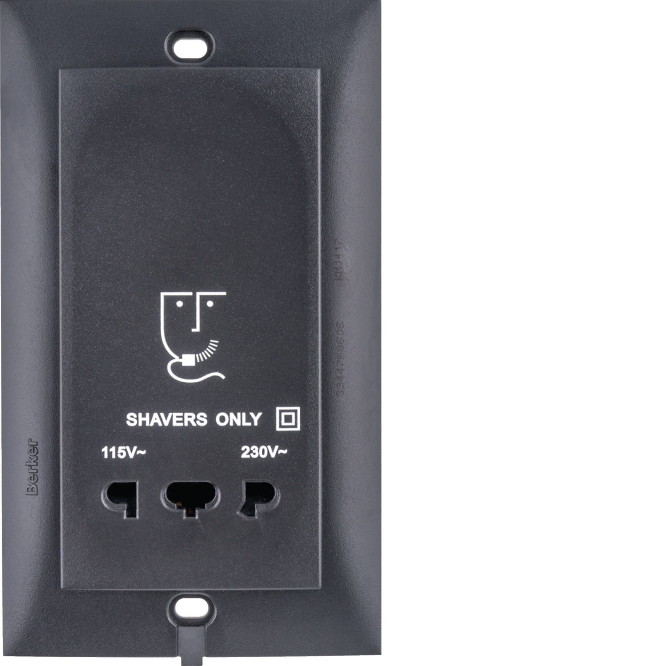 HAGER BOCCHIOTTI - Presa senza messa a terra per rasoio elettrico, S.1 antracite opaco