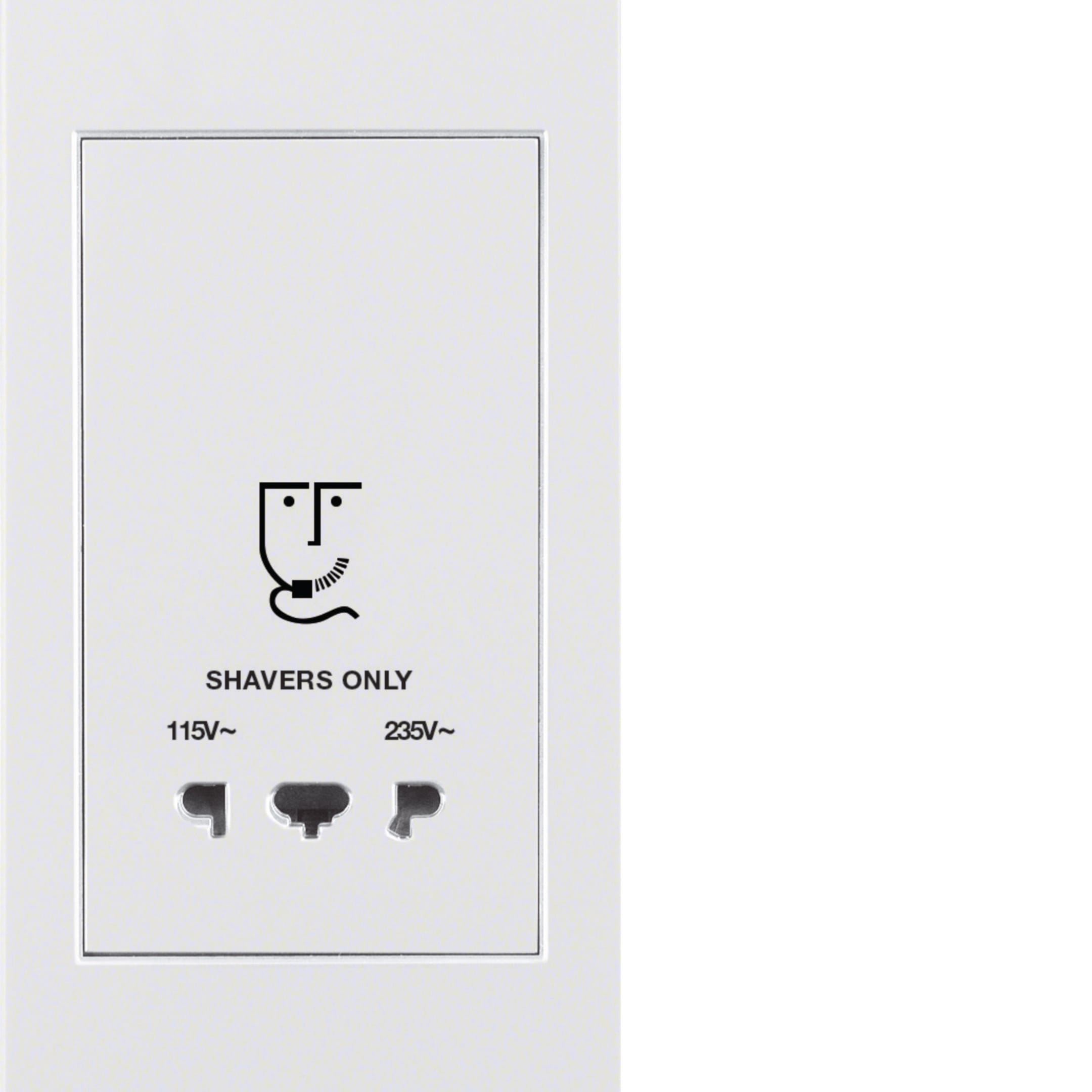 HAGER BOCCHIOTTI - Presa senza messa a terra per rasoio elettrico, K.1 bianco polare