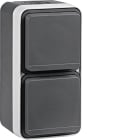 HAGER BOCCHIOTTI - Presa SCHUKO doppia vert. con coperchio Serie W.1 grigio/grigio chiaro opac