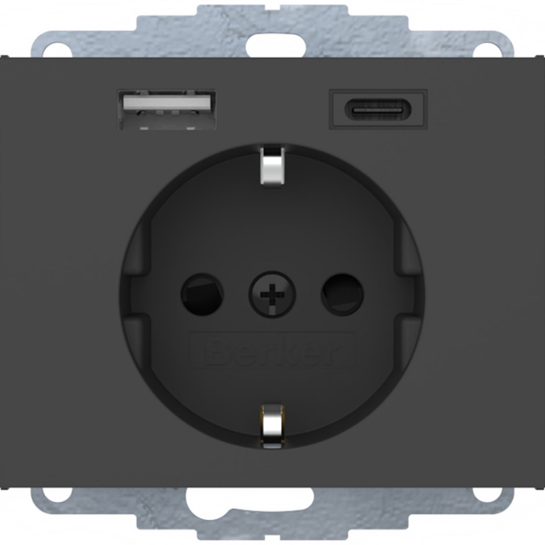 HAGER BOCCHIOTTI - Presa SCHUKO / USB A-C, K. x antracite laccato opaco