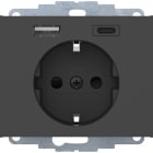HAGER BOCCHIOTTI - Presa SCHUKO / USB A-C, K. x antracite laccato opaco