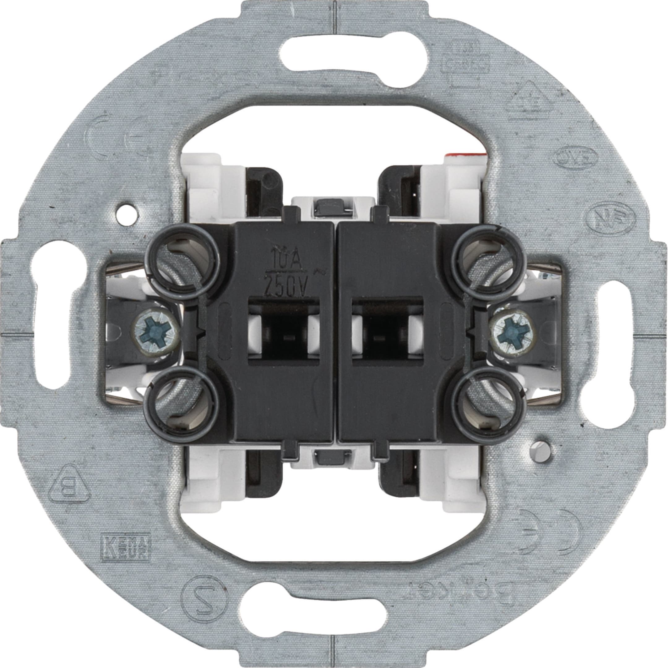 HAGER BOCCHIOTTI - Pulsante doppio, 2 contatti di chiusura 10 A - 250 V anello di supporto rotondo