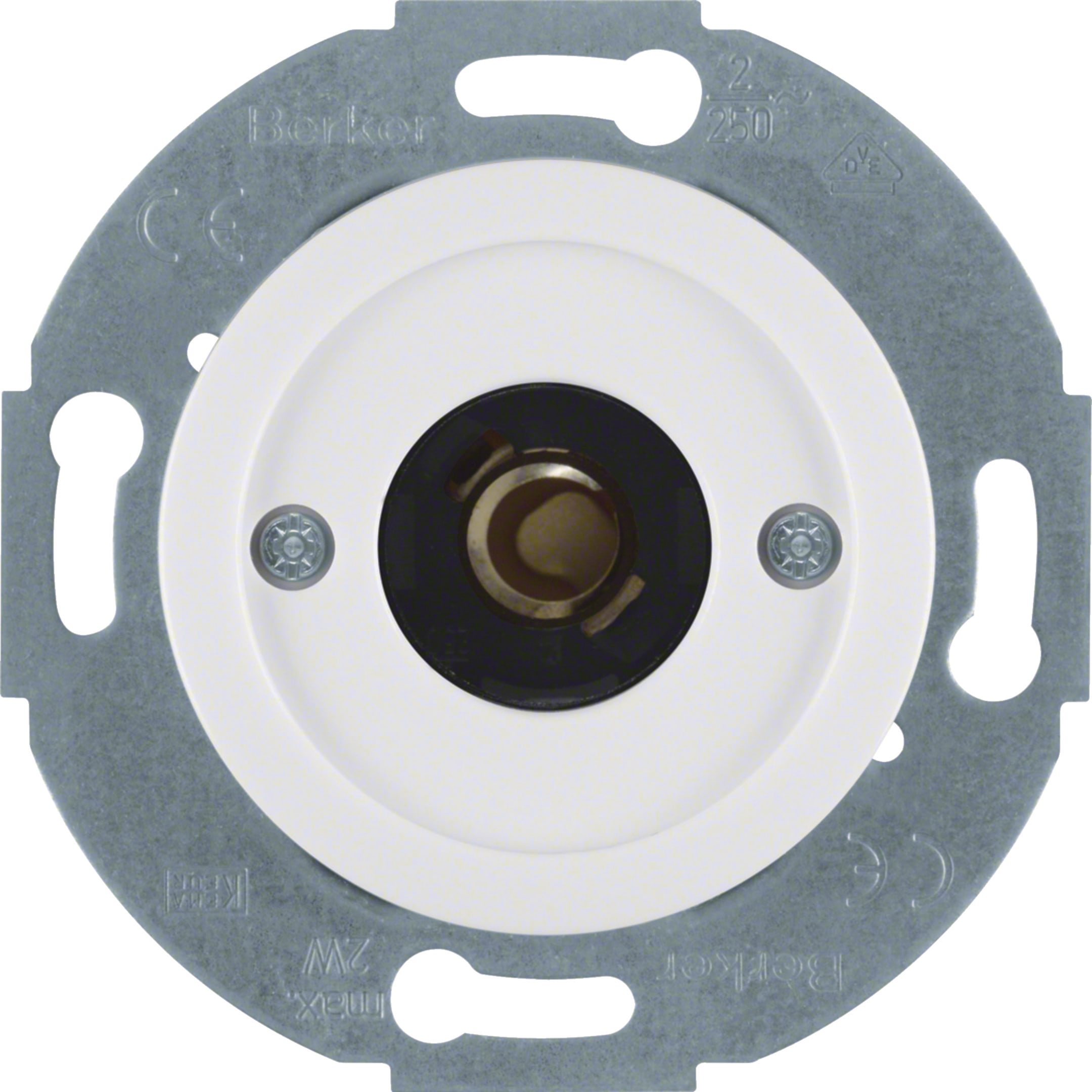 HAGER BOCCHIOTTI - puls./spia lum. E10, contatto NA + pezzo c.le Serie 1930/Glas bianco pol. luc.