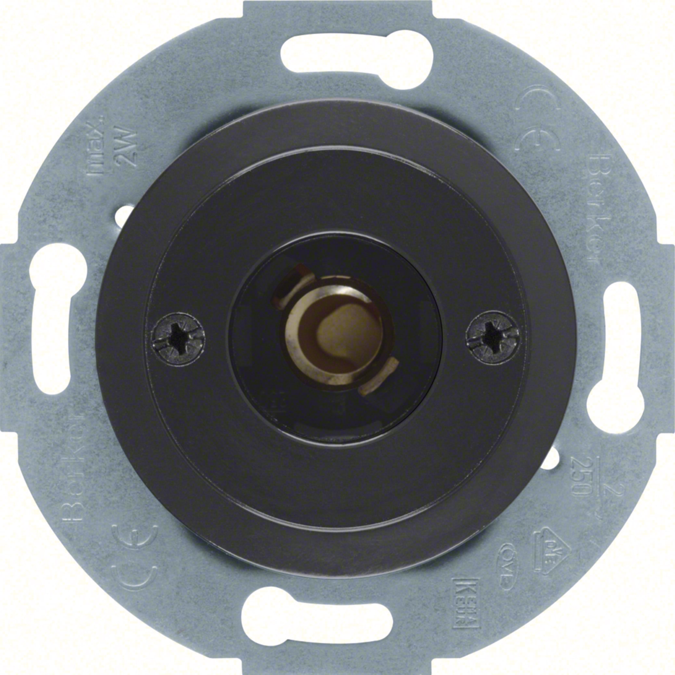 HAGER BOCCHIOTTI - puls./spia lum. E10, contatto di chiusura + pezzo c.le Serie 1930/Glas nero luc.