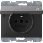 HAGER BOCCHIOTTI - Presa con spinotto di terra e coperchio a cerniera Serie K.1 antrac.opaco, vern.