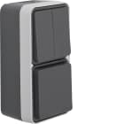 HAGER BOCCHIOTTI - Combinaz. Int. doppio + Presa SCHUKO + coperch protez. da parete W.1 grigio