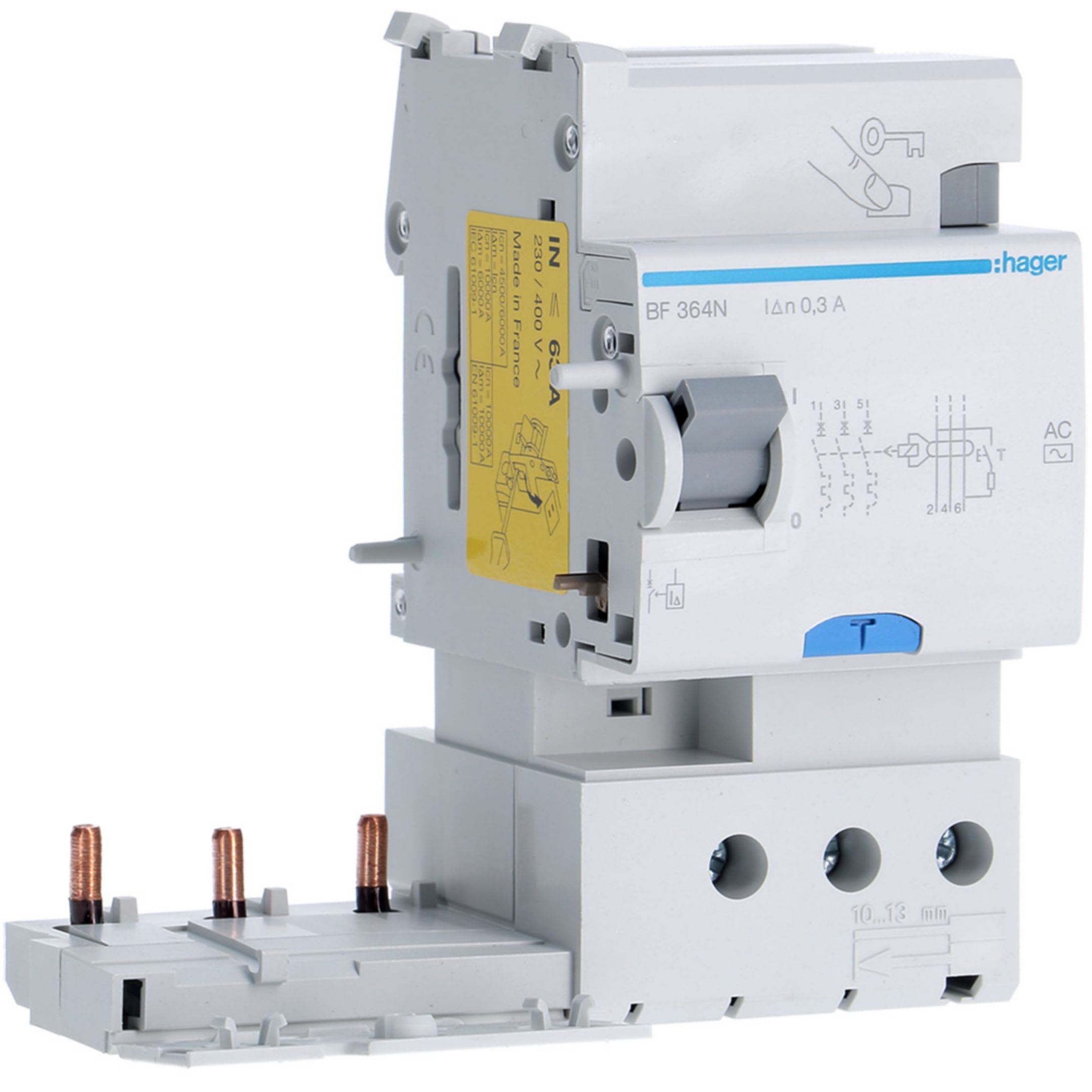 HAGER BOCCHIOTTI - Blocco differenziale 3P ?63A tipo AC 300mA 3M