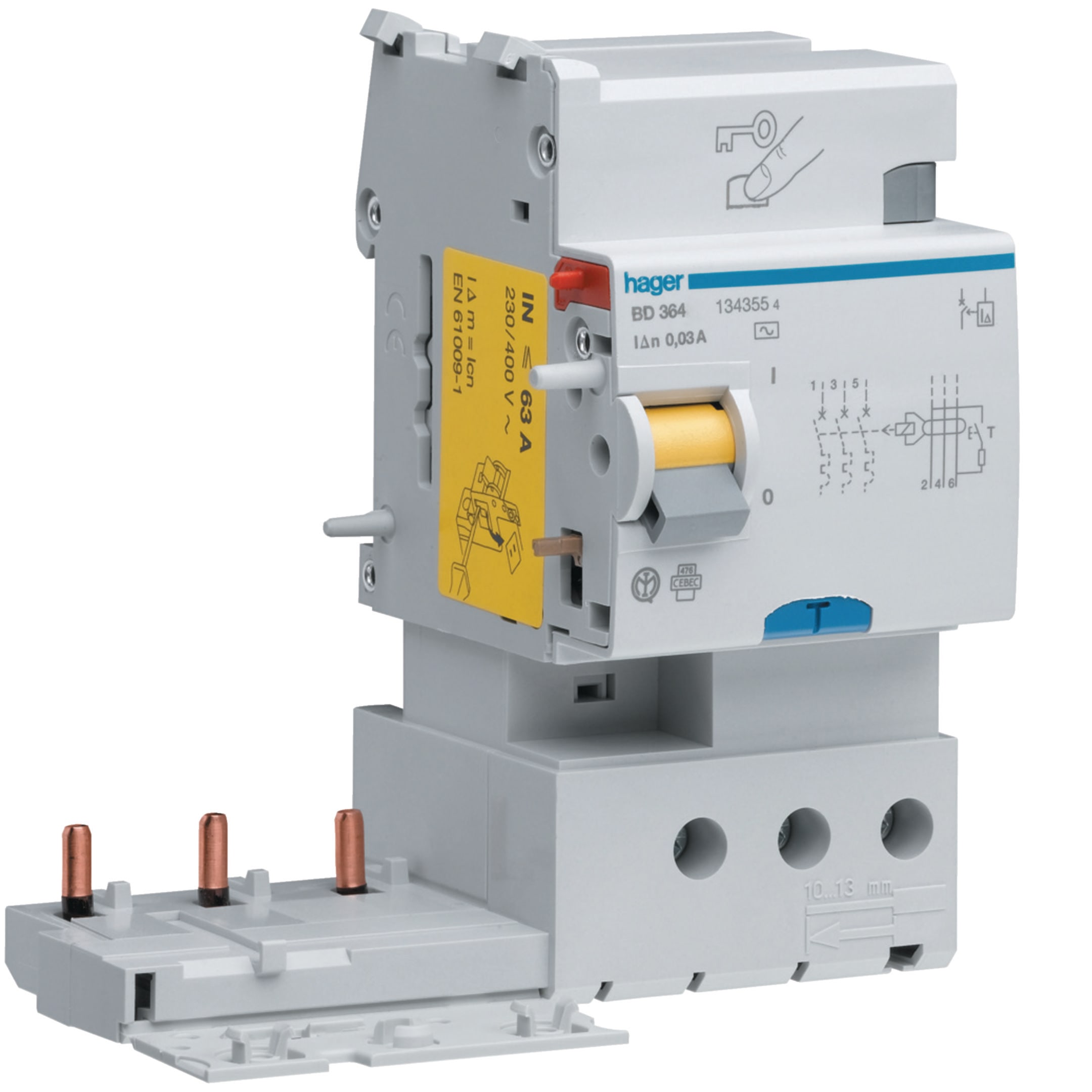 HAGER BOCCHIOTTI - Blocco differenziale 3P ?63A tipo A-HI 30mA 3M