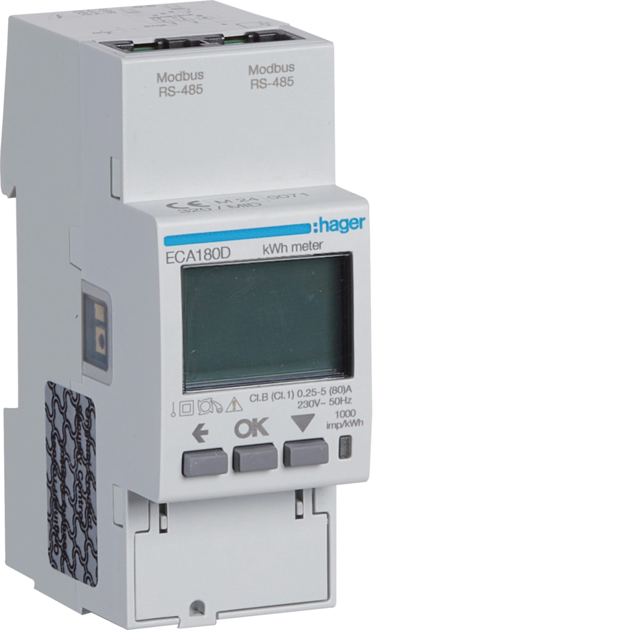 HAGER BOCCHIOTTI - Contatore monofase diretto 80 A Modbus Agardio MID 2M