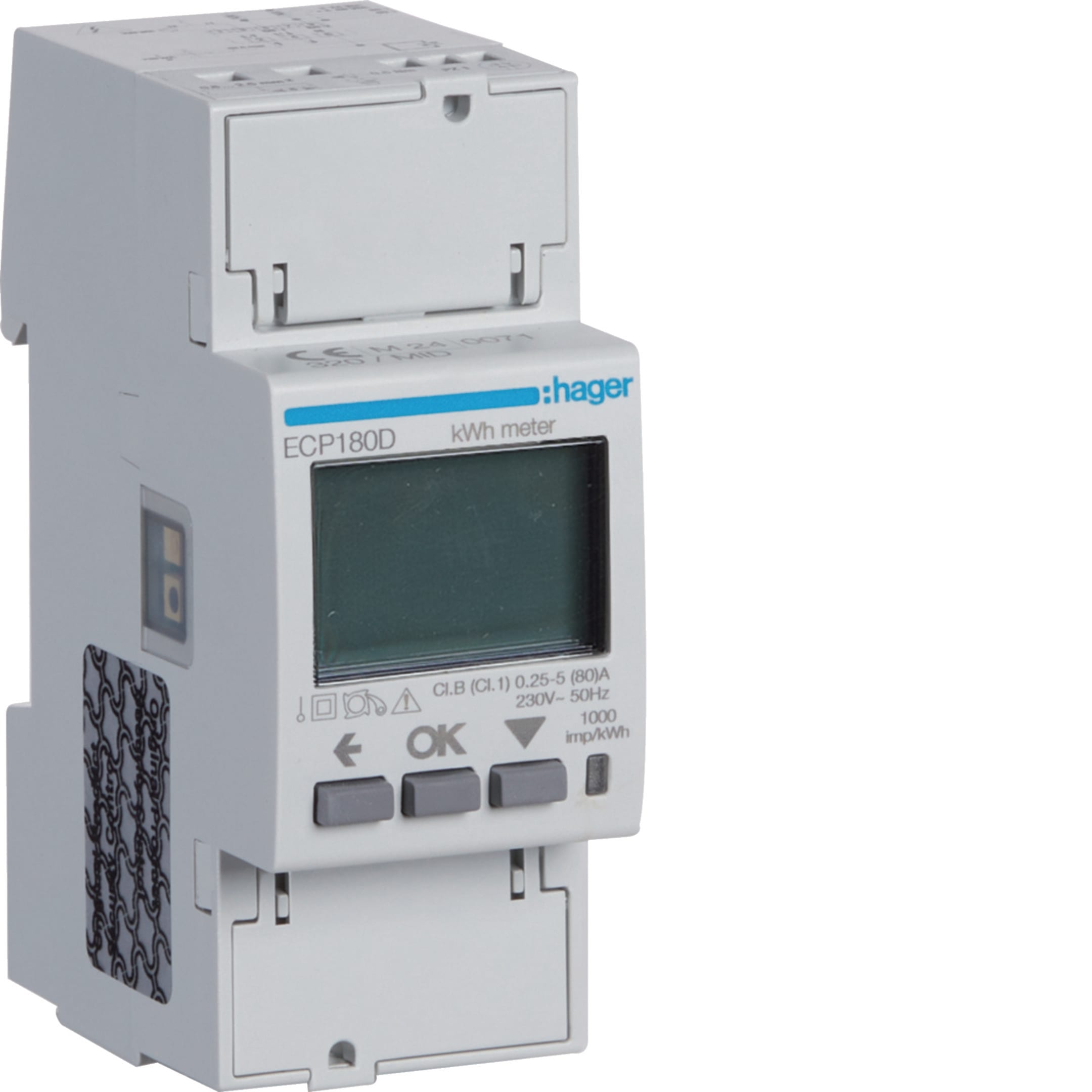 HAGER BOCCHIOTTI - Contatore monofase diretto 80 A uscita impulsi MID 2M