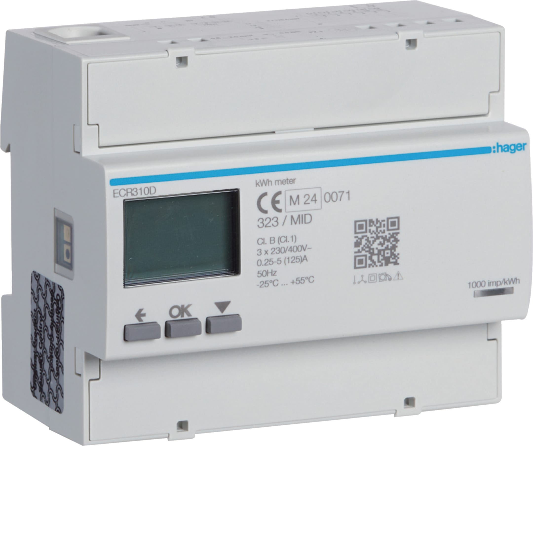 HAGER BOCCHIOTTI - Contatore trifase diretto 125 A Modbus RTU MID 6M