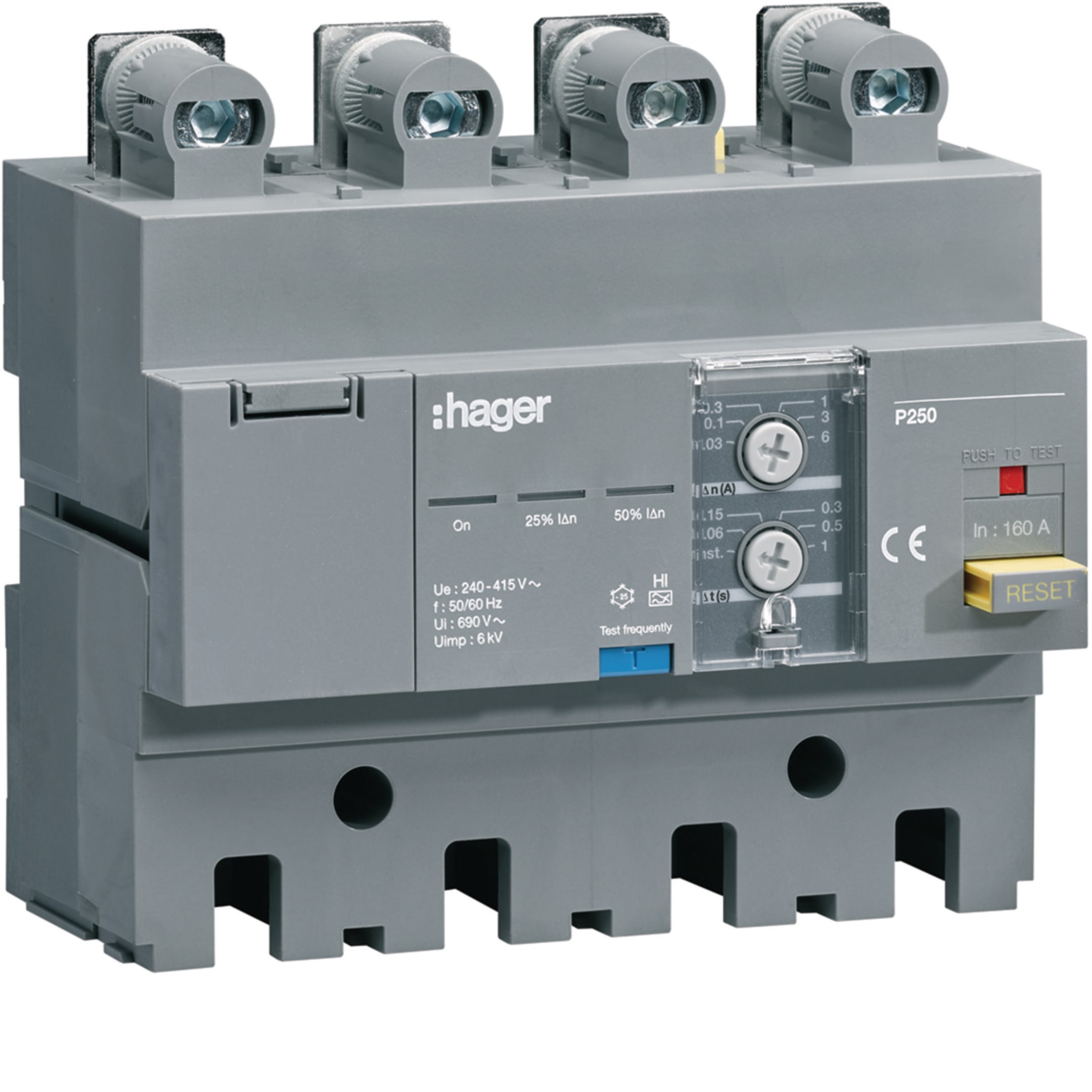 HAGER BOCCHIOTTI - Blocco differenziale h3+ P250 4P 160A Idn regolabile
