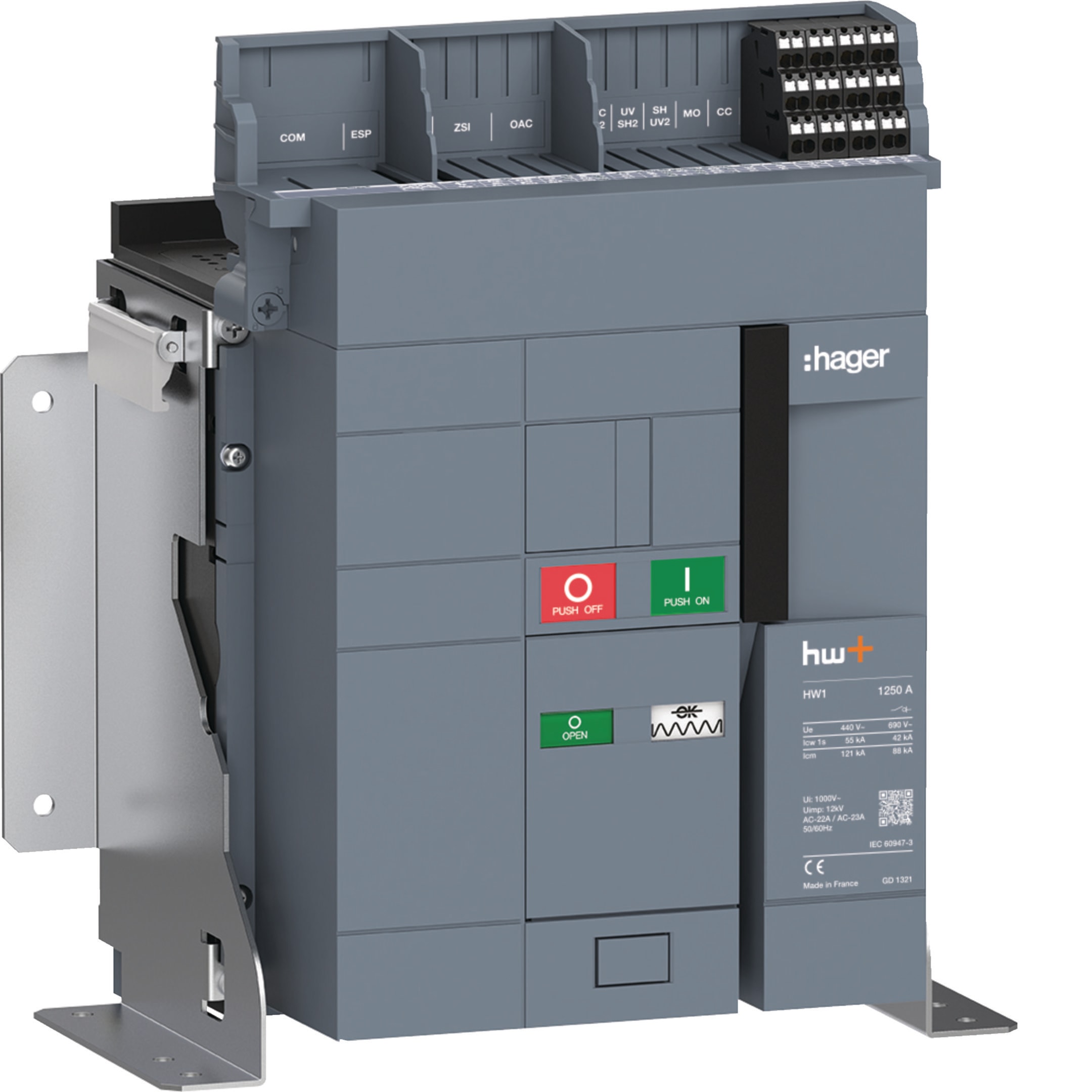 HAGER BOCCHIOTTI - Interruttore non automatico aperto hw+ HW1 1250A 3P fisso