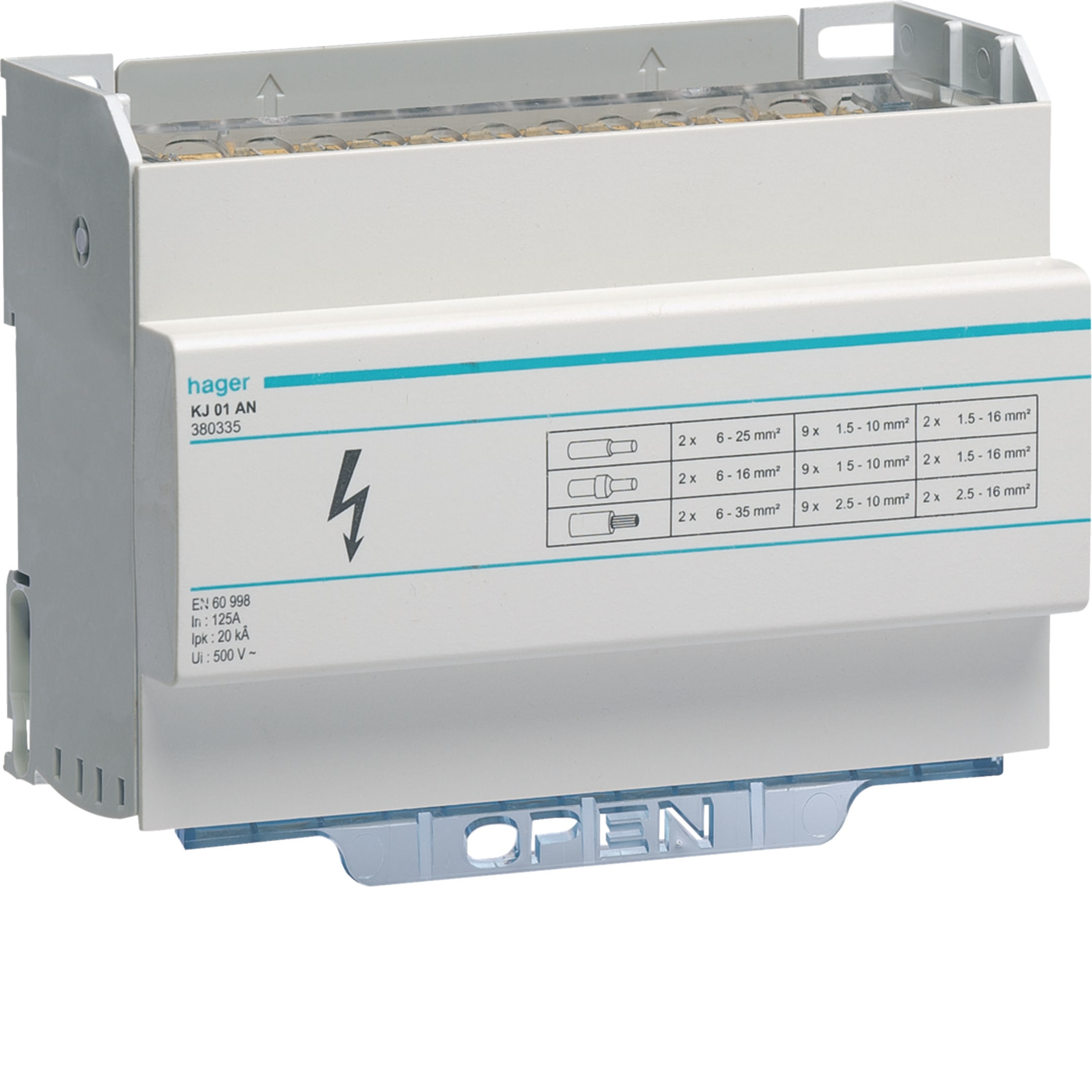 HAGER BOCCHIOTTI - Ripartitore modulare a barrette mobili 2x125A 13 connessioni per barra