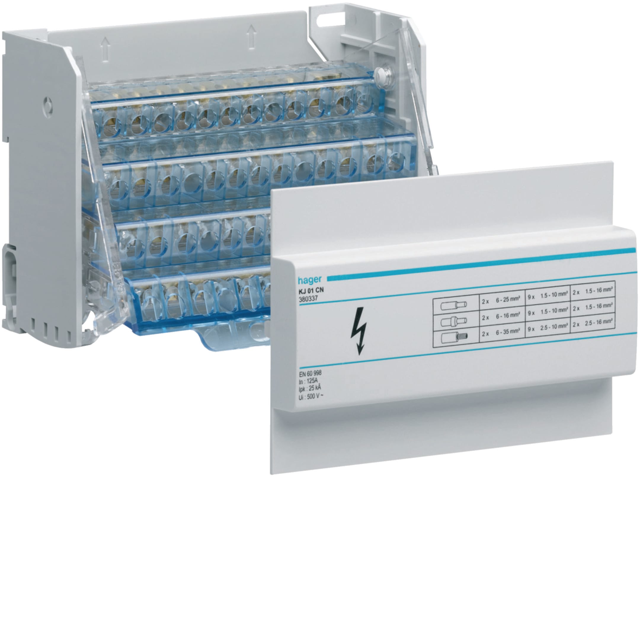 HAGER BOCCHIOTTI - Ripartitore modulare a barrette mobili 4x125A 13 connessioni per barra