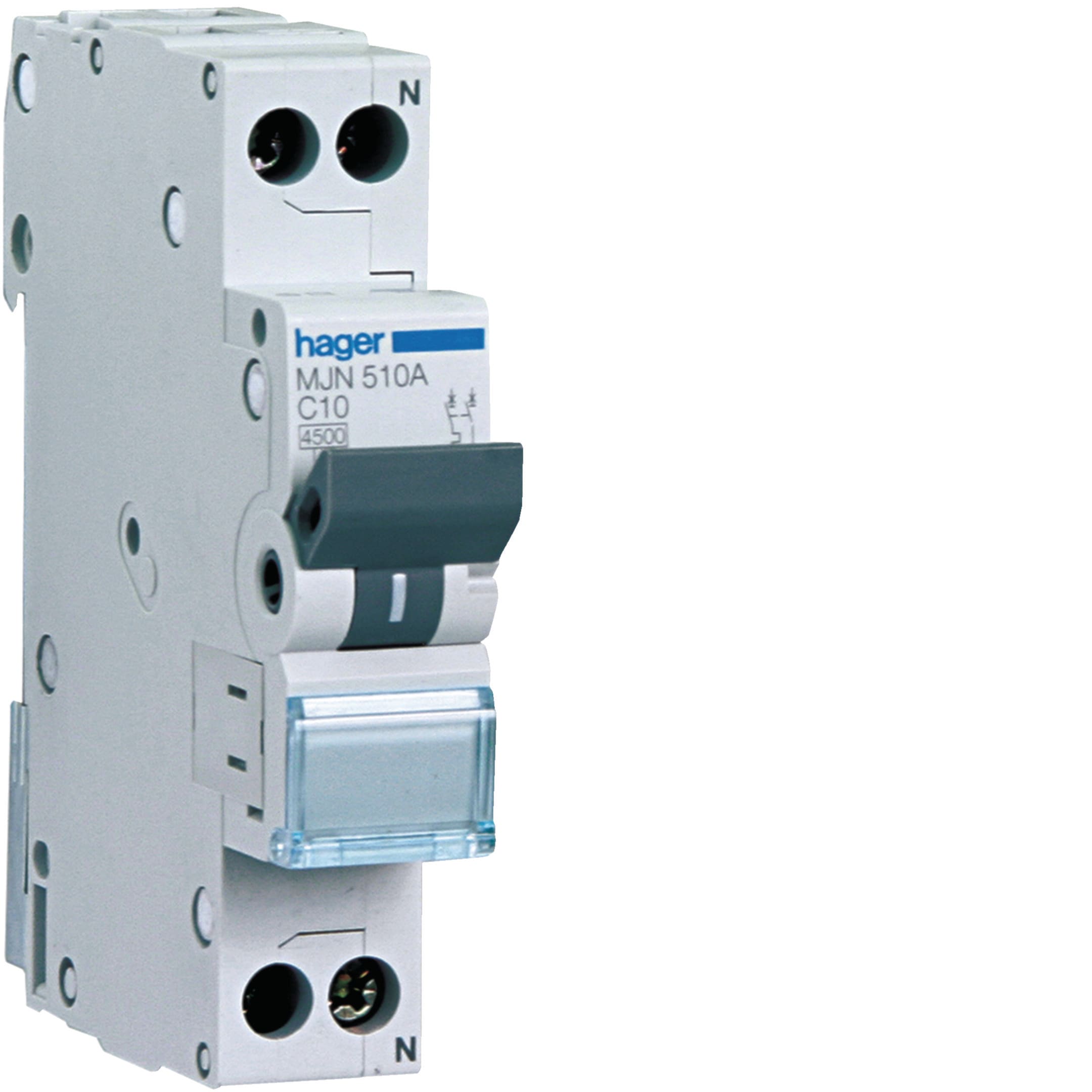 HAGER BOCCHIOTTI - Interruttore automatico magnetotermico 4500A 1P+N curva C 10A 1M