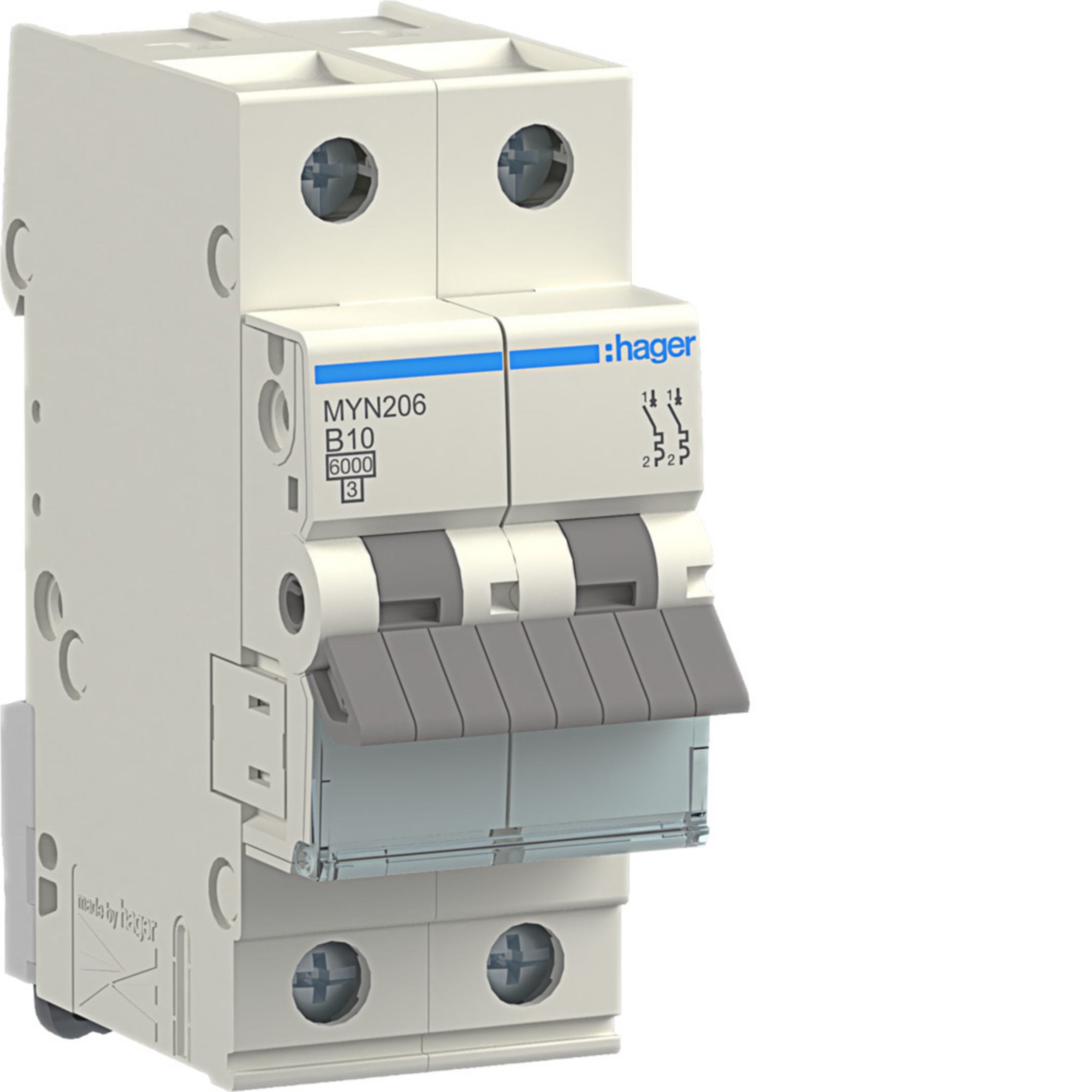 HAGER BOCCHIOTTI - Interruttore automatico magnetotermico 4500A 2P curva C 6A 2M