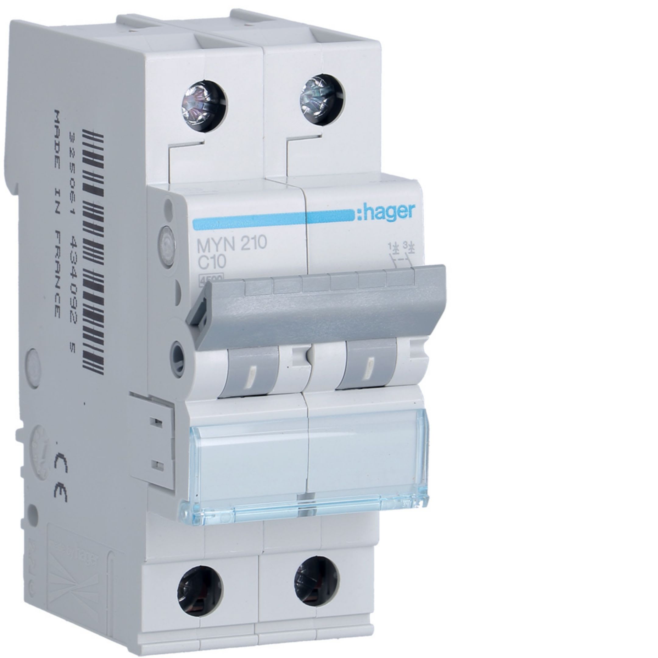 HAGER BOCCHIOTTI - Interruttore automatico magnetotermico 4500A 2P curva C 10A 2M