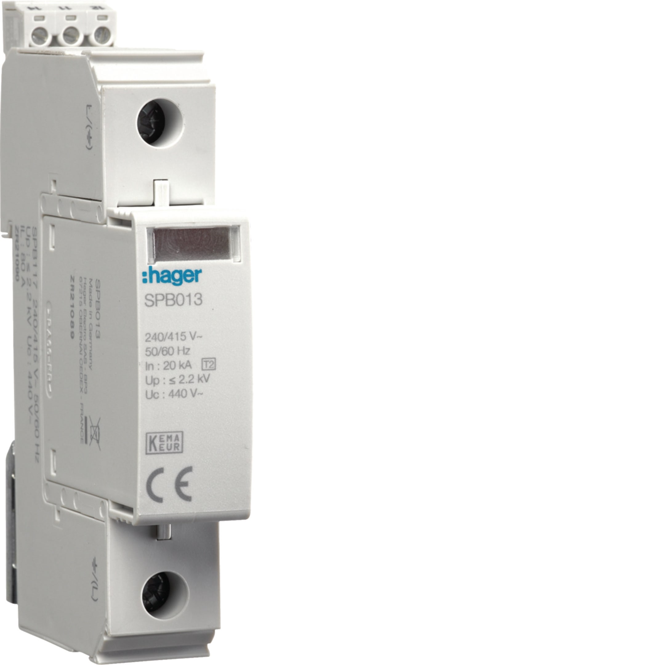 HAGER BOCCHIOTTI - SPD 1P 40kA T2 IT FM con contatto ausiliario