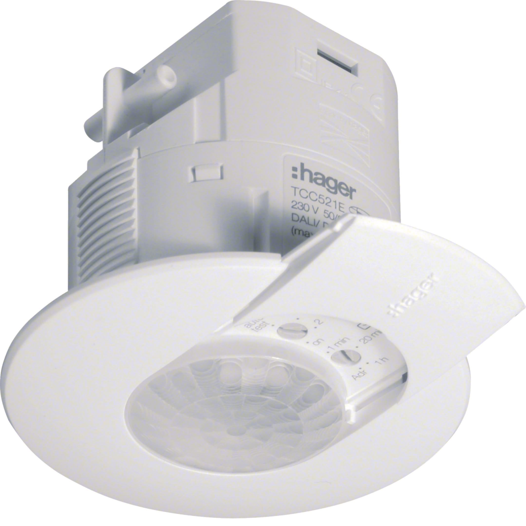 HAGER BOCCHIOTTI - Rilevatore presenza 360° KNX 1 uscita Dali/Dsi 24 Ballasts + 2 canali Incasso