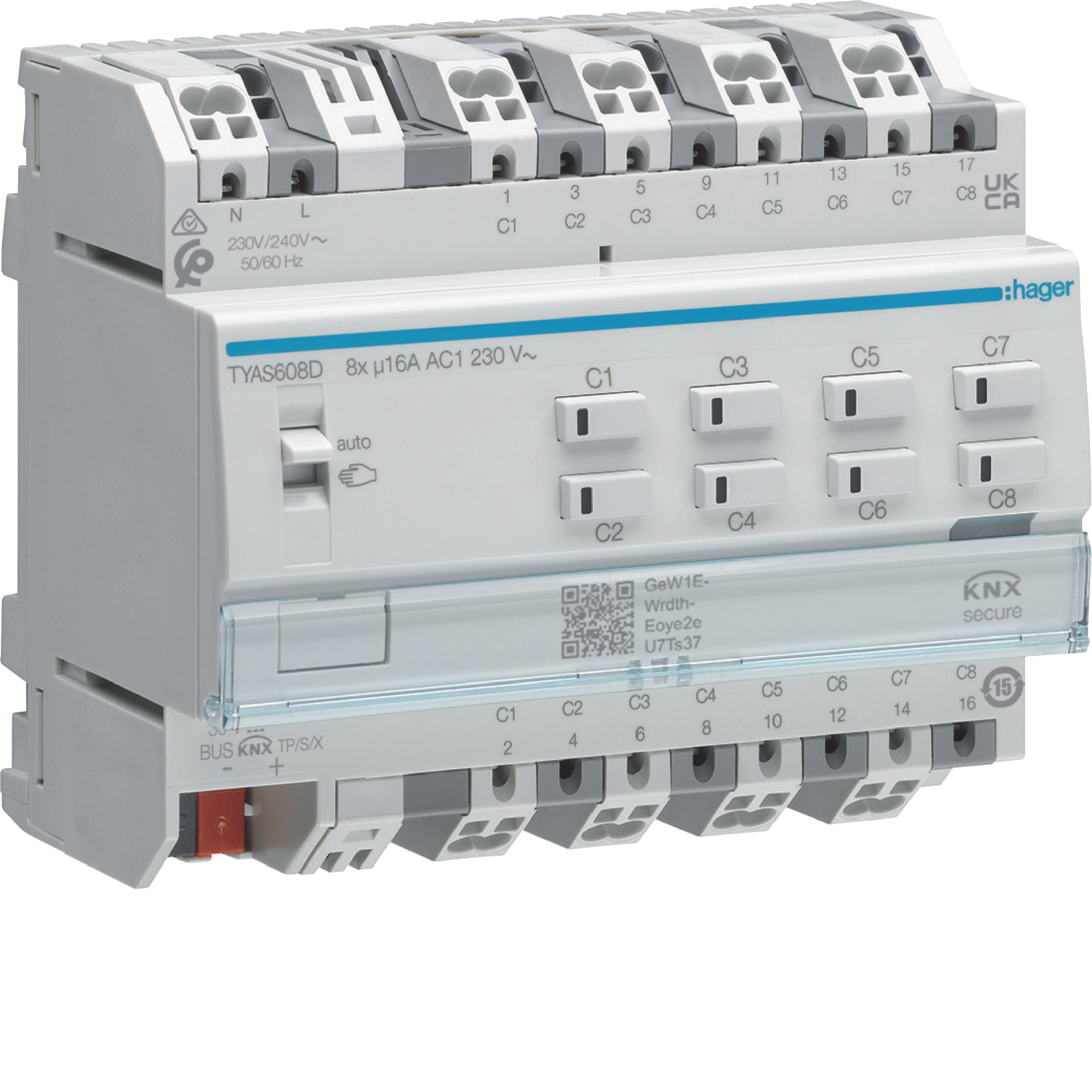 HAGER BOCCHIOTTI - Modulo KNX Secure 8 uscite 16A/230V AC configurazione in Easy e ETS 6M