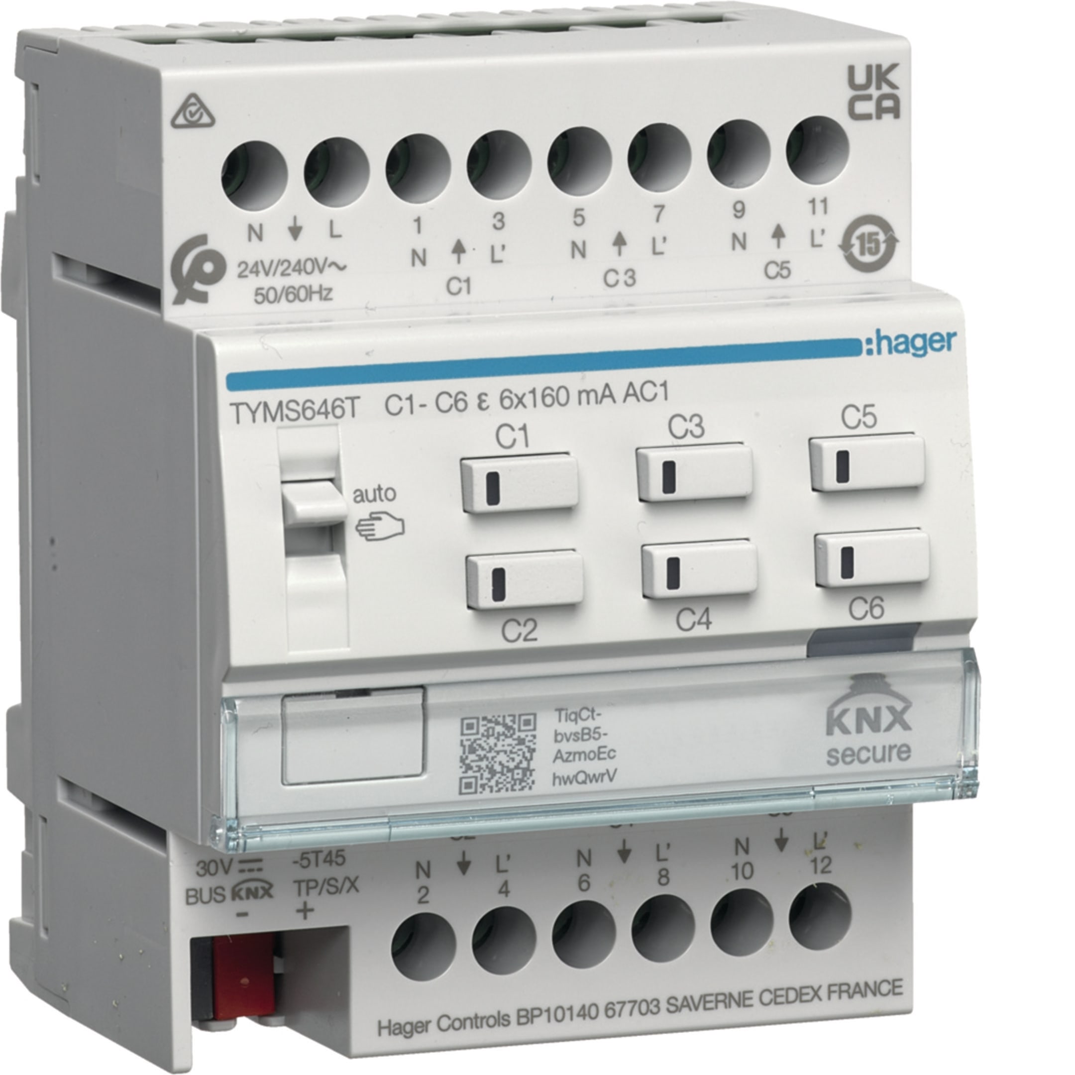 HAGER BOCCHIOTTI - Modulo KNX Secure HVAC 6 uscite 24/230V AC configurazione in easy e ETS 4M