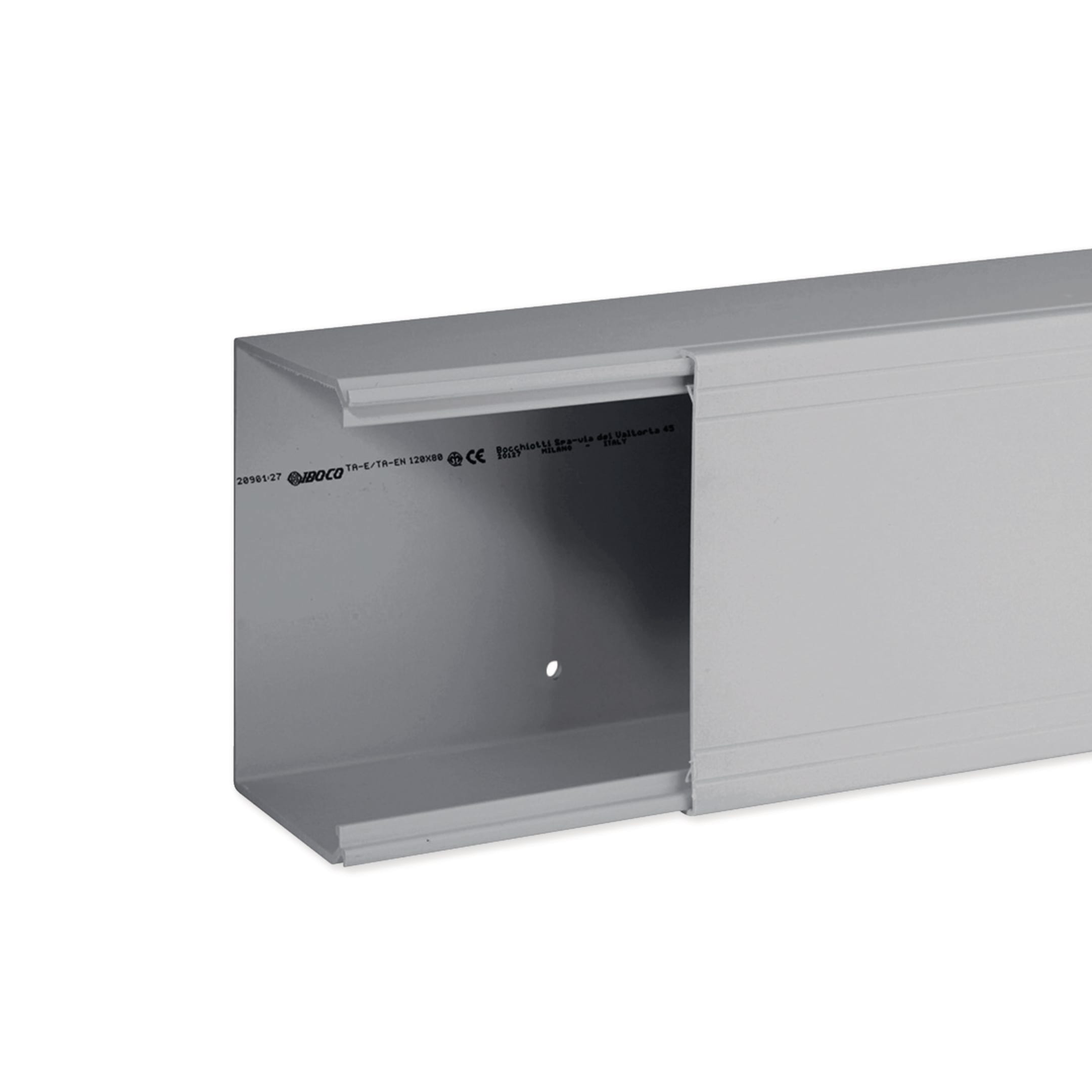 HAGER BOCCHIOTTI - Canale porta cavi con base piana grigio completo di coperchio TA-EN 120x80 G