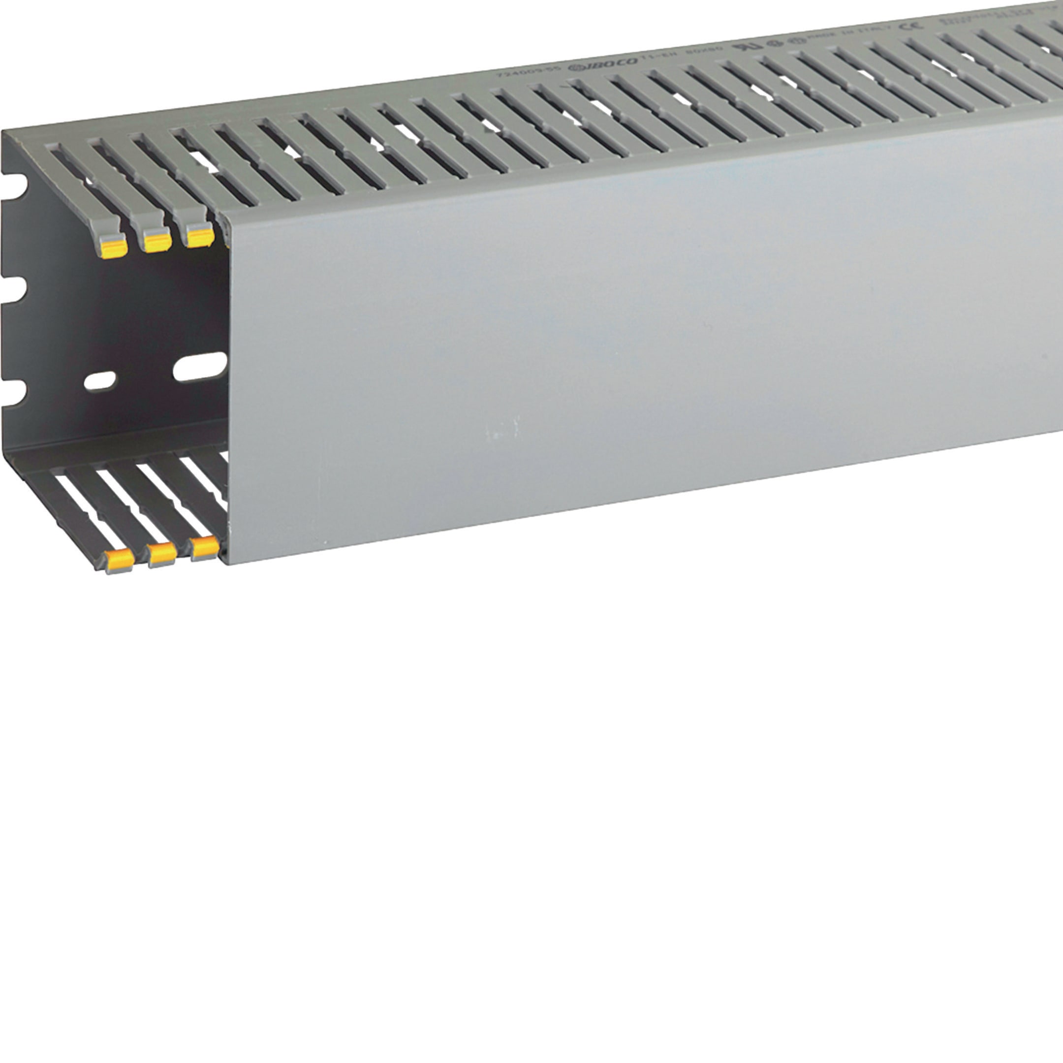 HAGER BOCCHIOTTI - Canaletta con coestruso morbido modulo 10 feritoia 4 grigio T1-EN 80x80 G