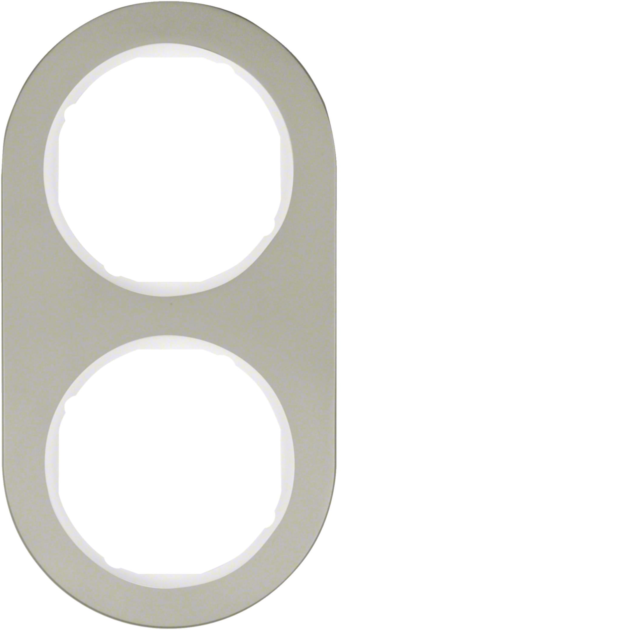 HAGER BOCCHIOTTI - Cornice doppia Serie R.classic?acciaio inox/bianco polare, metallo opaco