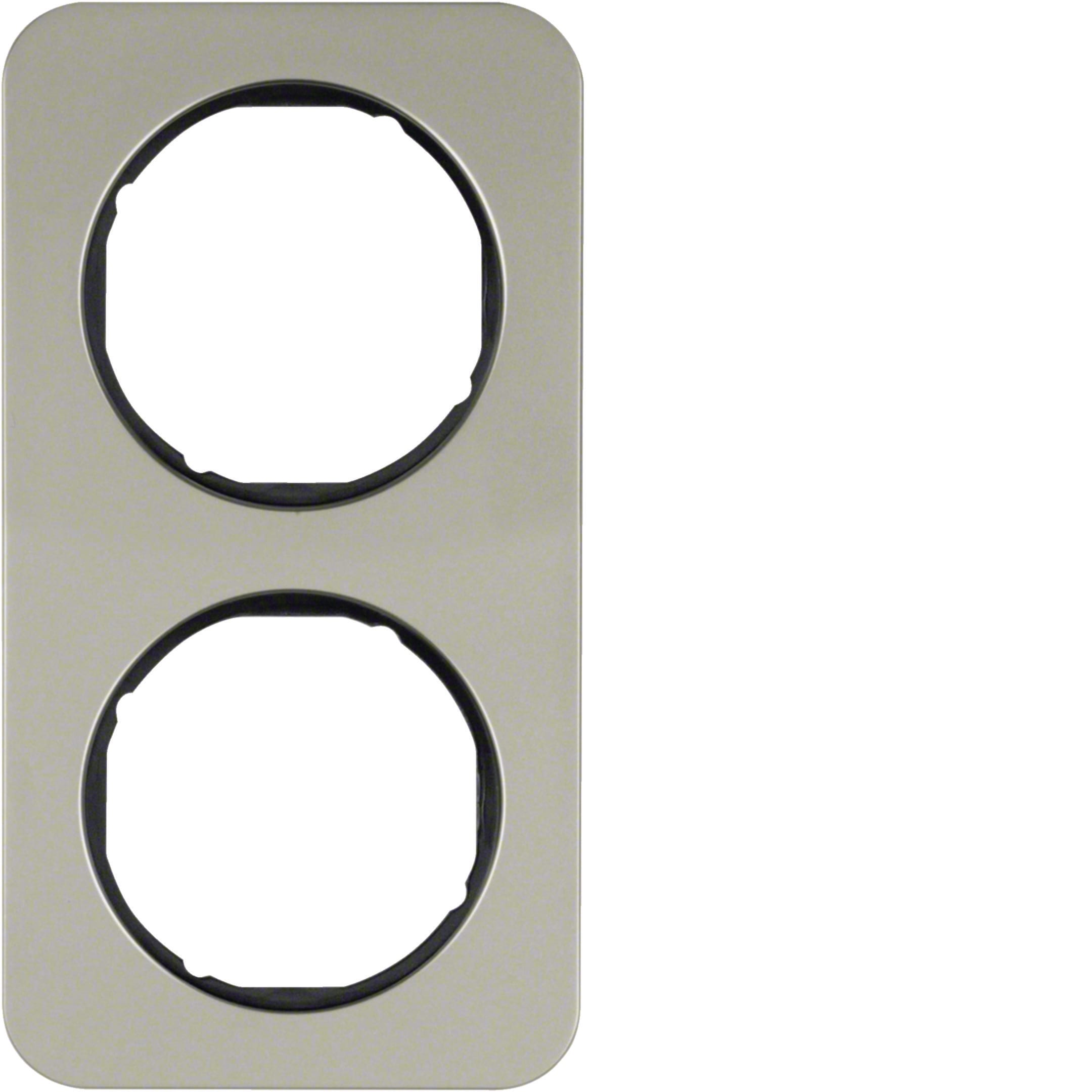 HAGER BOCCHIOTTI - Cornice doppia Berker R.1 acciaio inox/nero