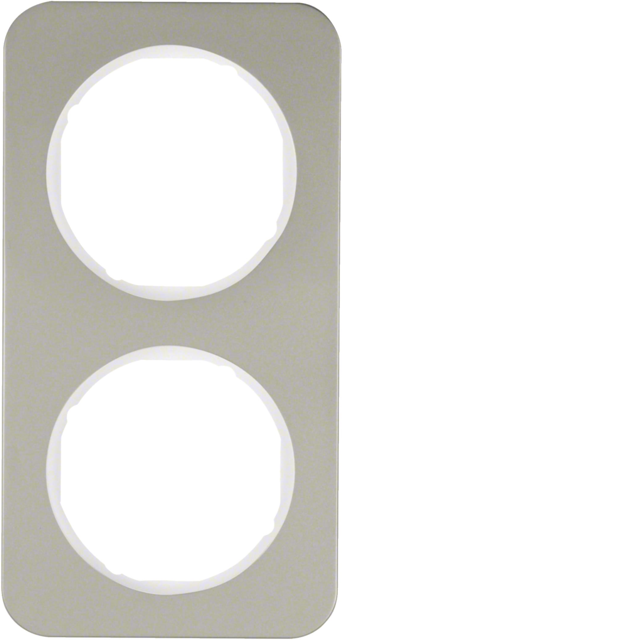HAGER BOCCHIOTTI - Cornice doppia Berker R.1 acciaio inox/bianco polare