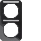 HAGER BOCCHIOTTI - Cornice doppia x montaggio verticale con portaetichetta Berker R.1 nero lucido