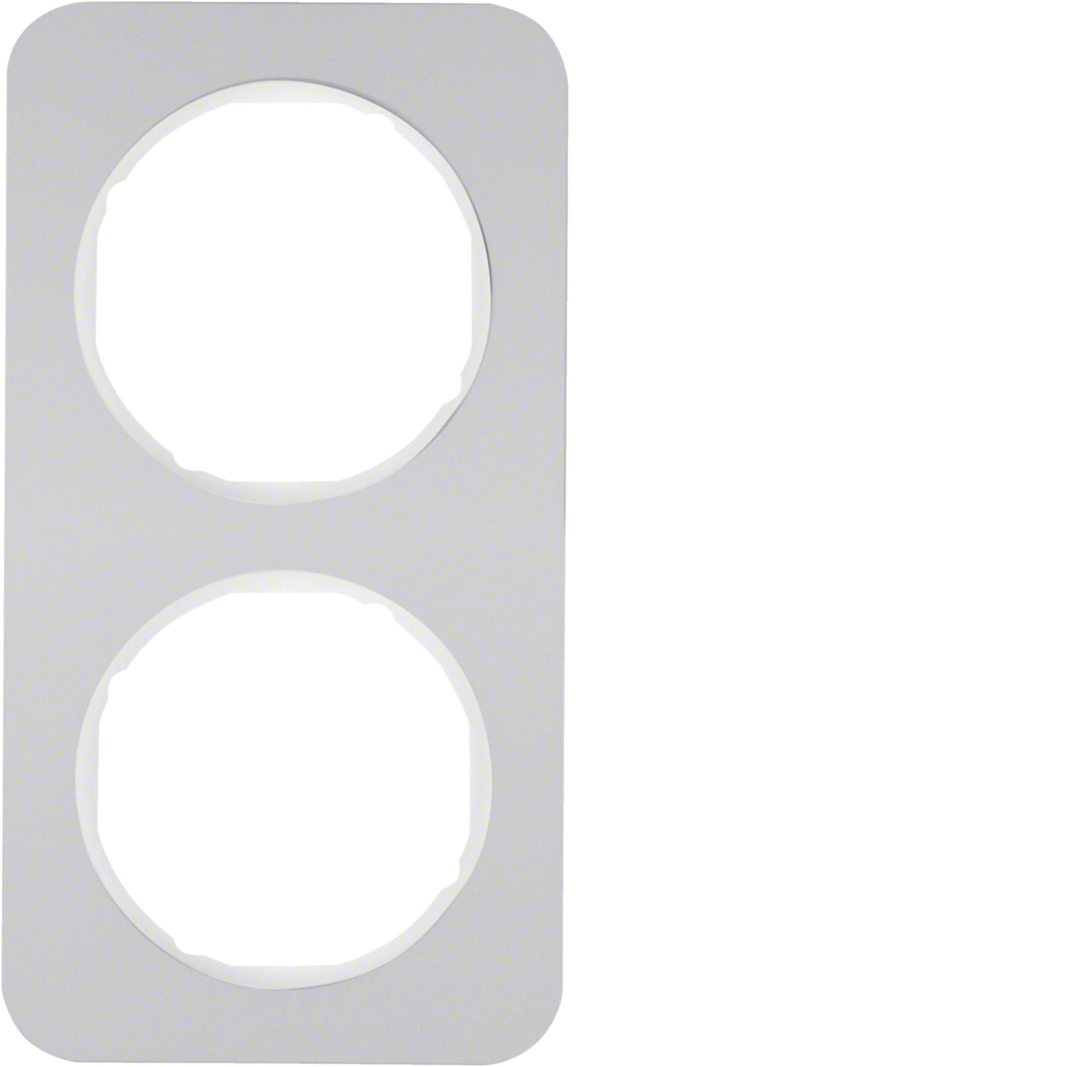 HAGER BOCCHIOTTI - Cornice doppia Berker R.1 alu/bianco polare