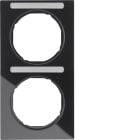 HAGER BOCCHIOTTI - Cornice doppia x montaggio verticale con portaetichetta Berker R.3 nero lucido