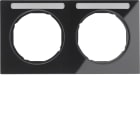 HAGER BOCCHIOTTI - Cornice doppia x montaggio orizzontale con portaetich. Berker R.3 nero lucido